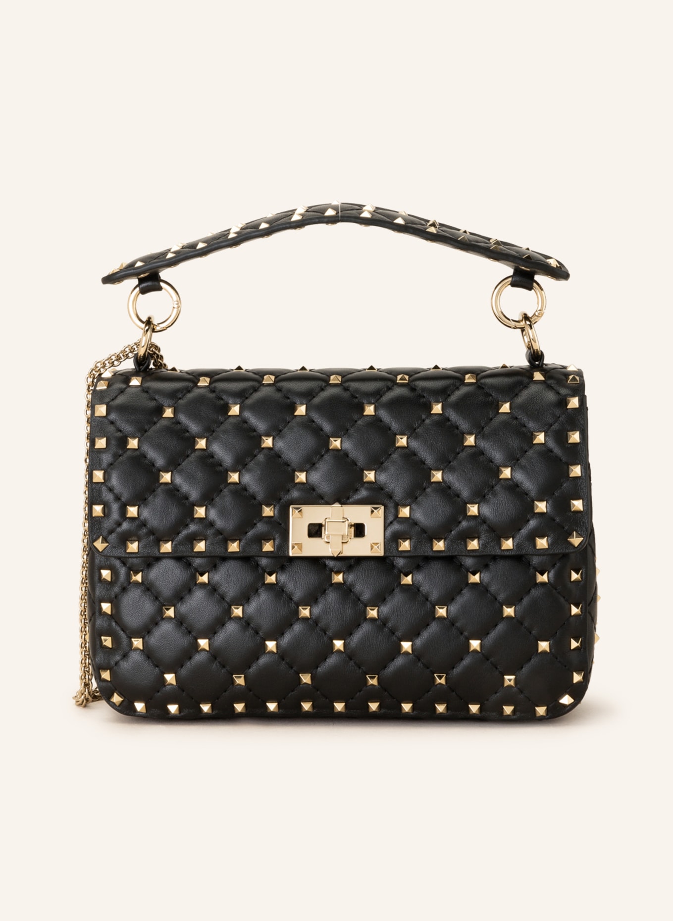 VALENTINO GARAVANI Handbag ROCKSTUD SPIKE MEDIUM with rivets, Color: BLACK (Image 1)
