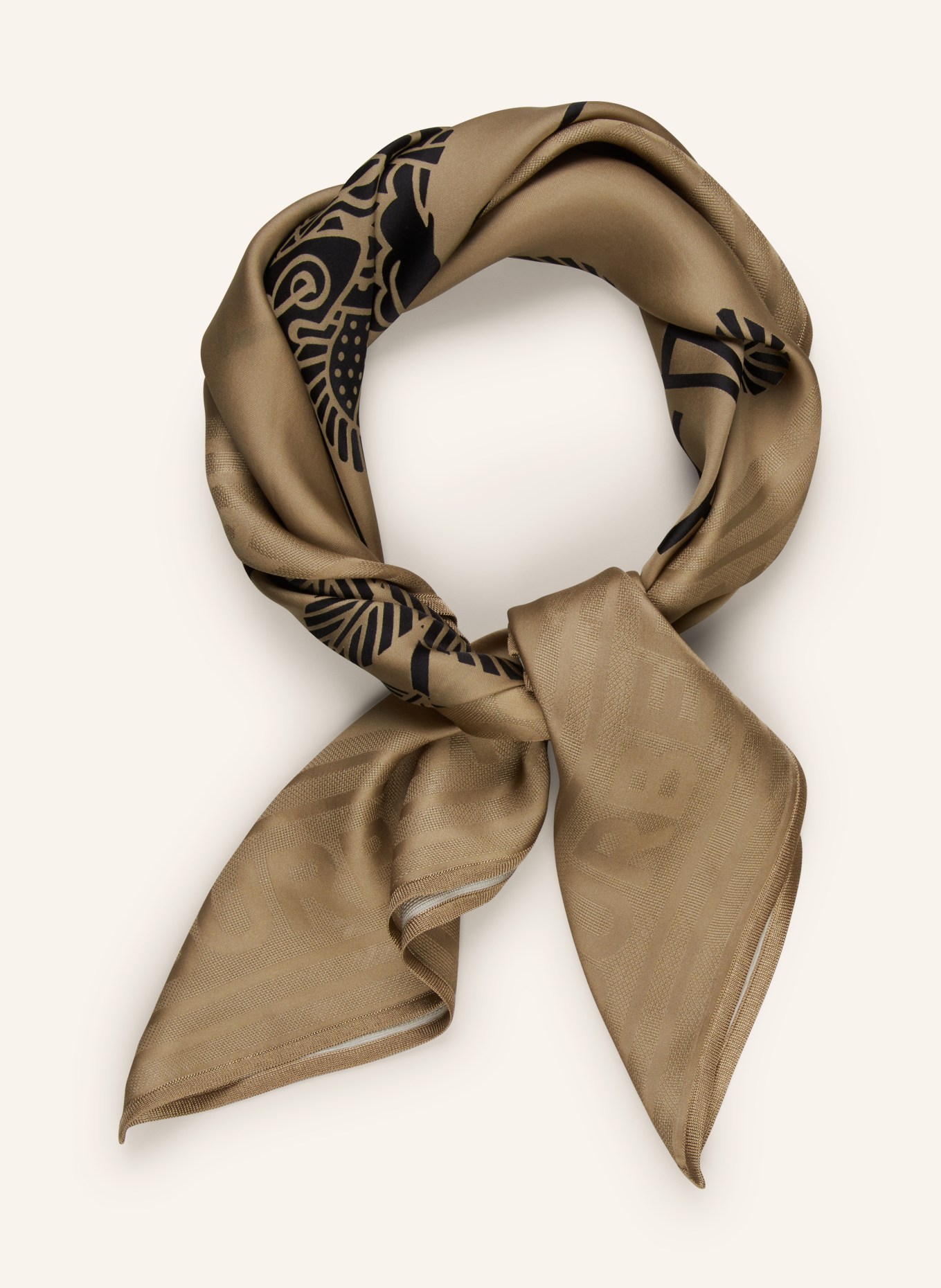 BURBERRY Silk scarf, Color: KHAKI/ BLACK (Image 2)