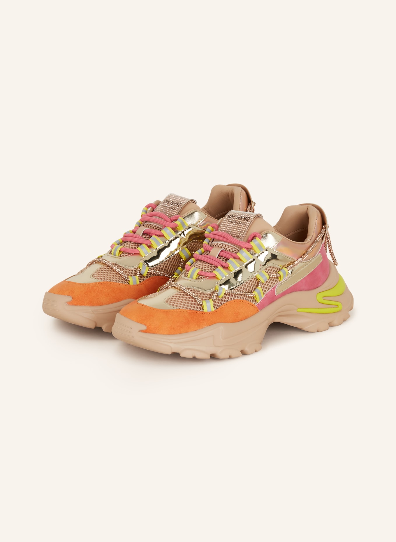 STEVE MADDEN Sneakers MIRACLES with decorative gems, Color: ORANGE/ GOLD/ PINK (Image 1)