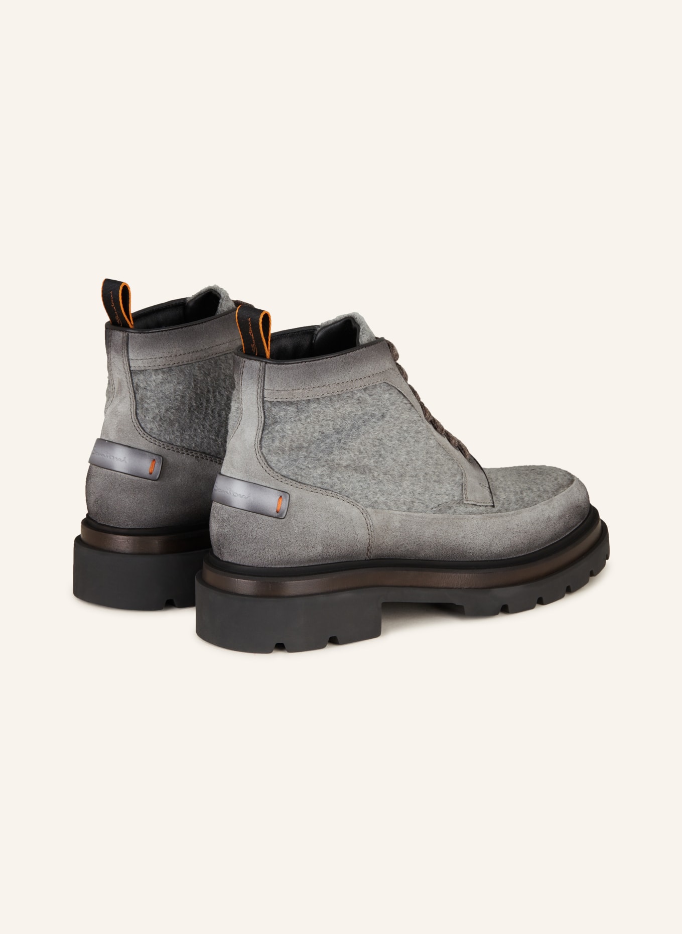 Santoni Lace-up Boots DEVELOP with real fur, Color: GRAY (Image 2)