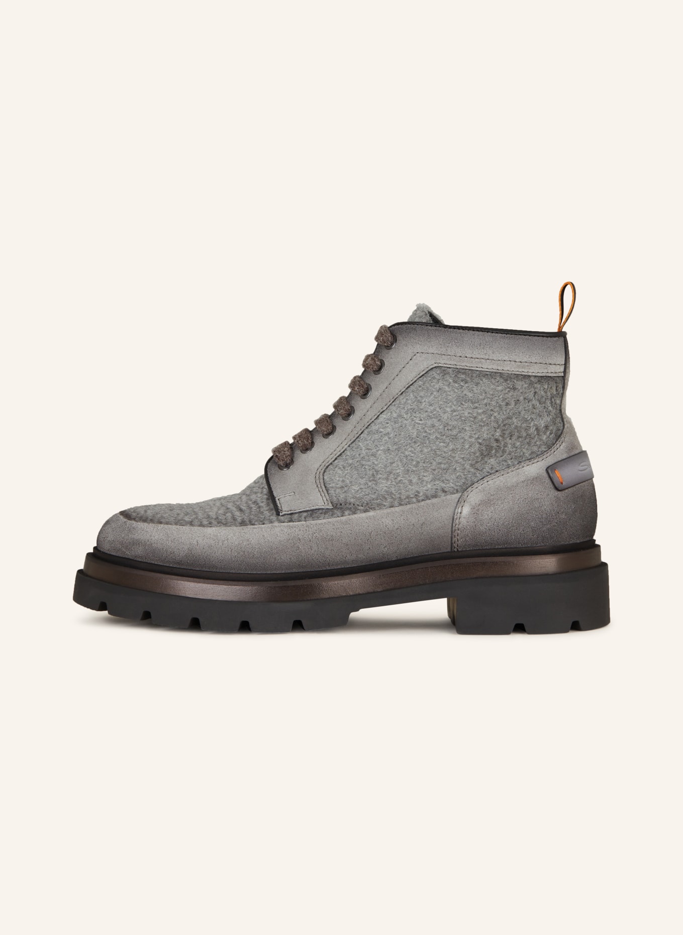 Santoni Lace-up Boots DEVELOP with real fur, Color: GRAY (Image 4)