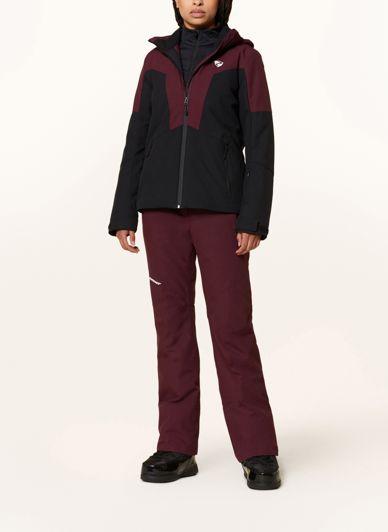 ziener Ski jacket PETKE_BR, Color: BLACK/ DARK RED (Image 2)