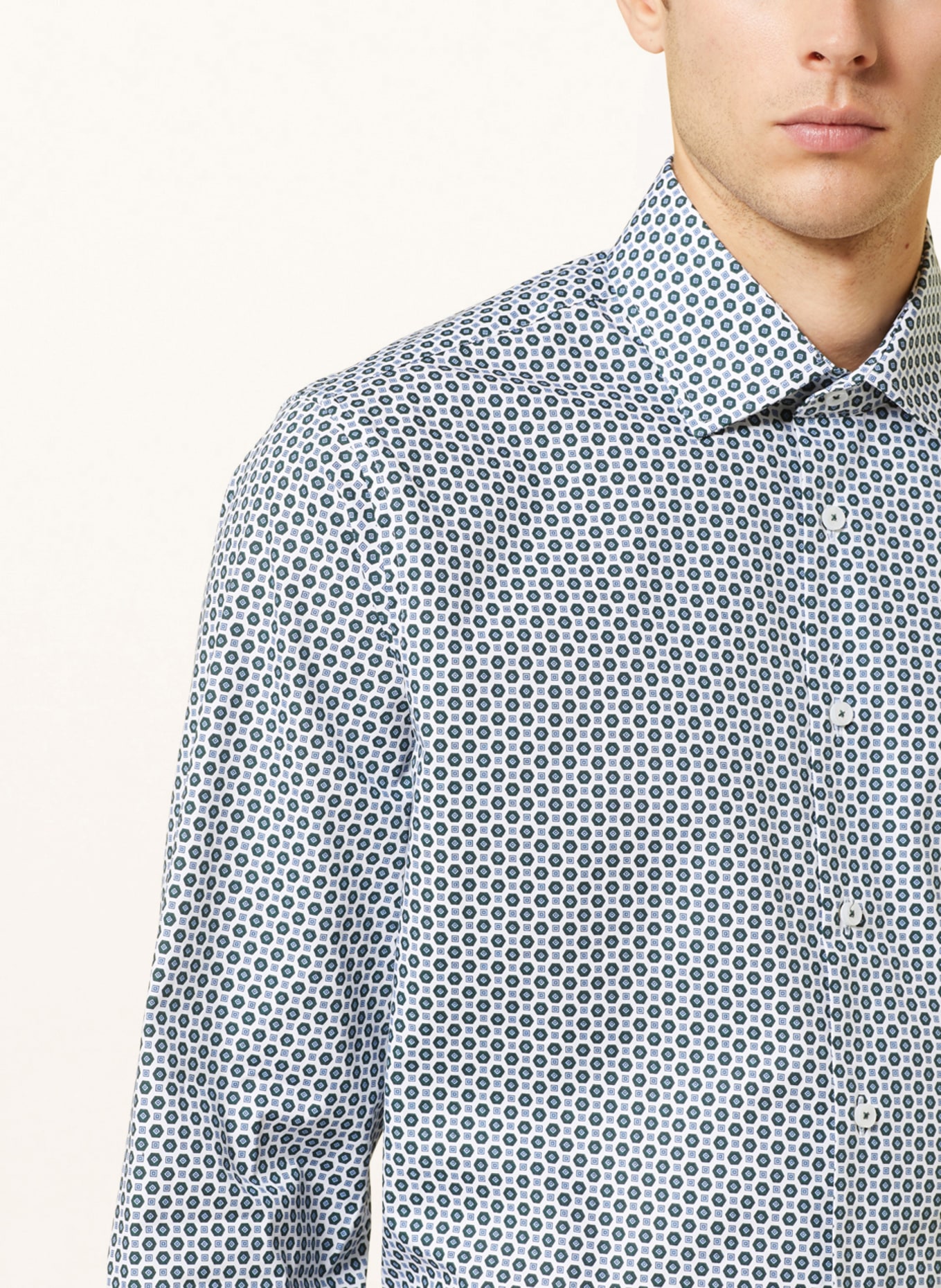 seidensticker Shirt regular fit, Color: WHITE/ TEAL (Image 4)