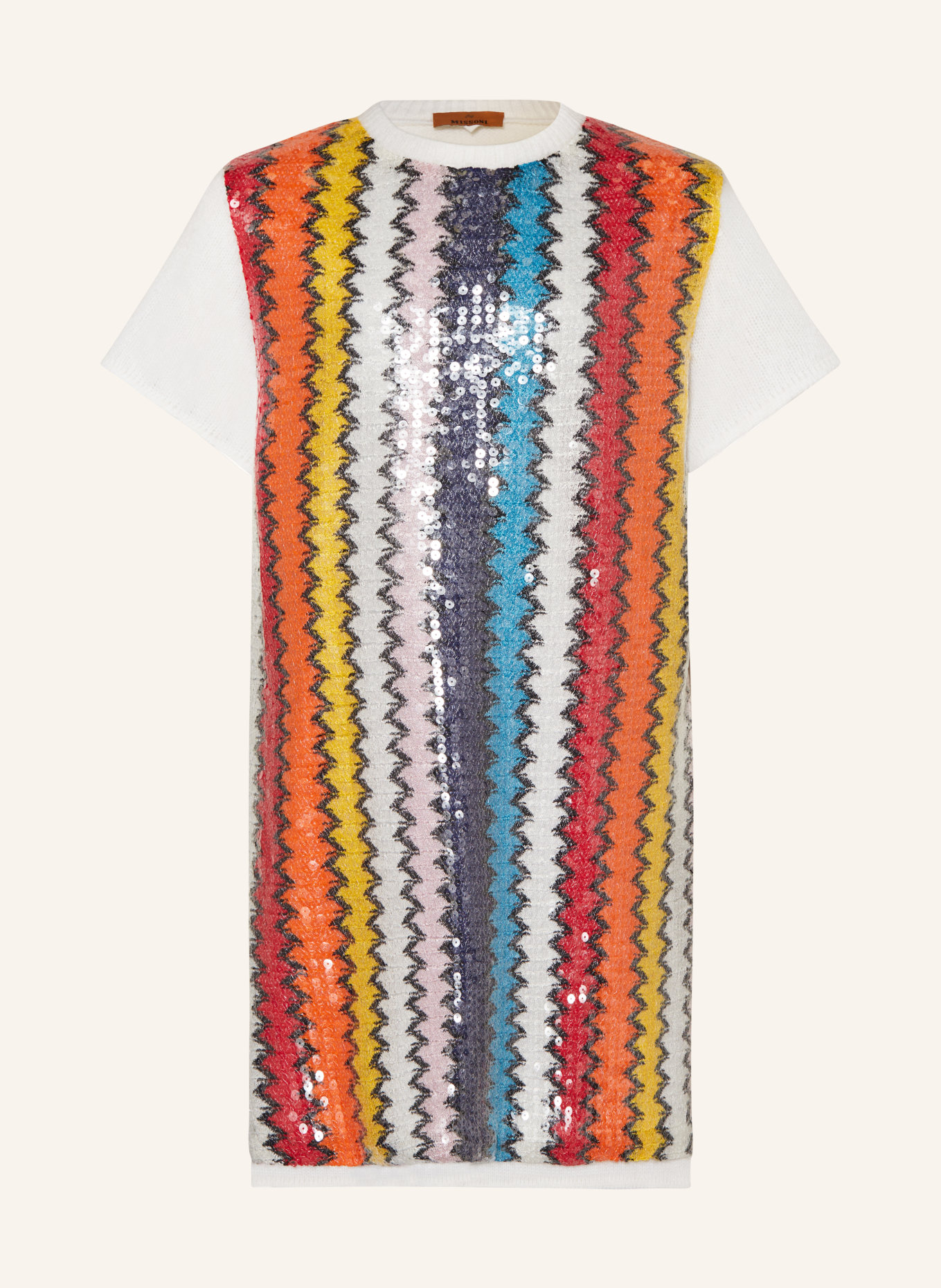 MISSONI Dzianinowa sukienka z cekinami, Kolor: ECRU/ POMARAŃCZOWY/ CZERWONY (Obrazek 1)