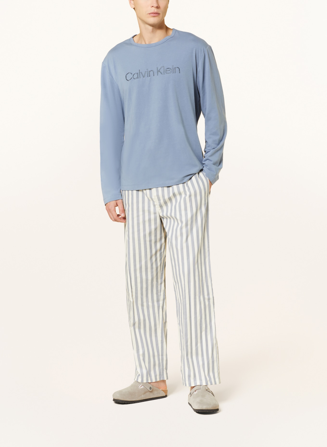 Calvin Klein Schlafanzug PURE COTTON, Farbe: BLAUGRAU/ ECRU (Bild 2)