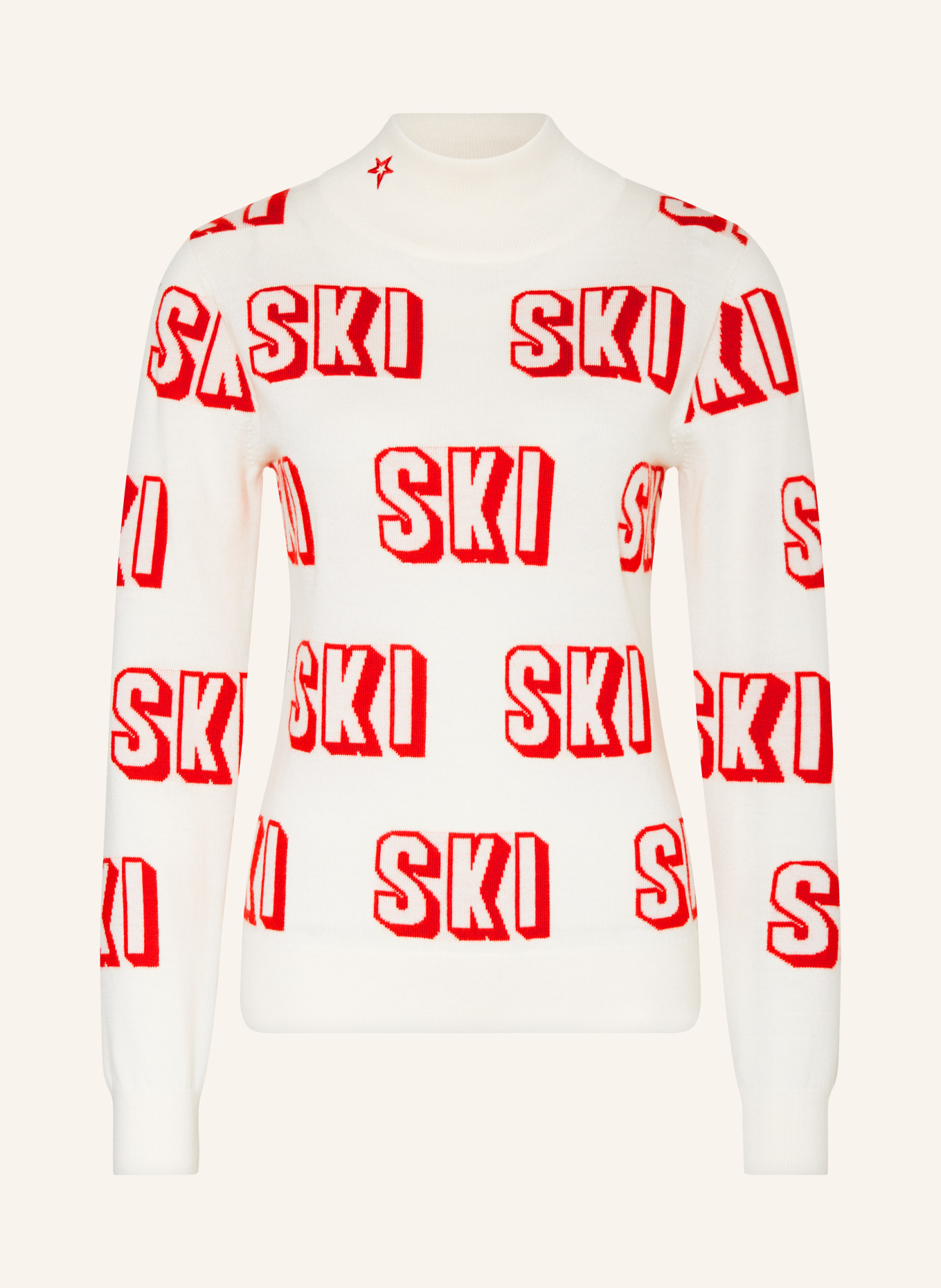 PERFECT MOMENT Sweater 3D made of merino wool, Color: WHITE/ RED (Image 1)