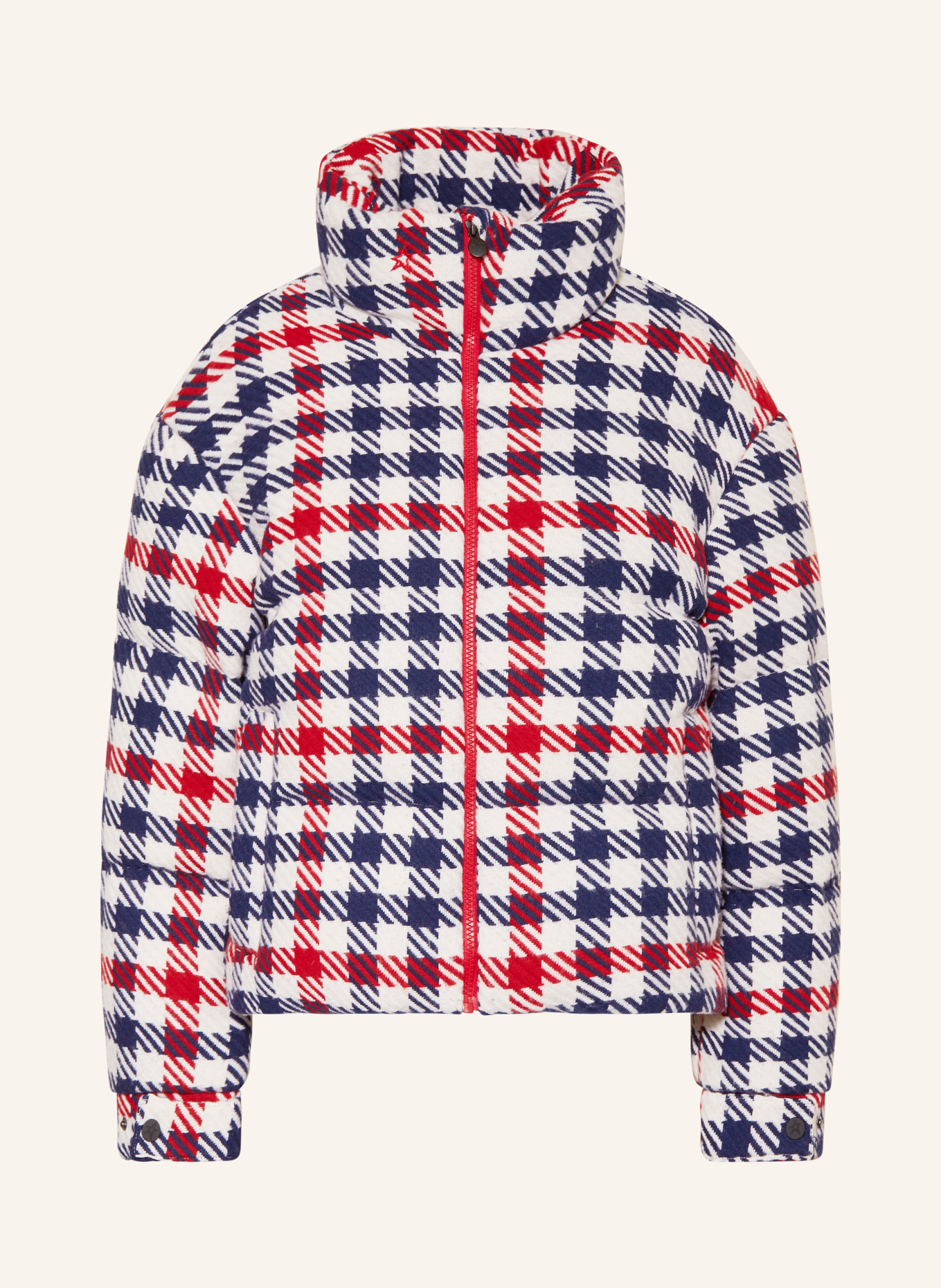 PERFECT MOMENT Down ski jacket STAR GINGHAM, Color: WHITE/ DARK BLUE/ RED (Image 1)