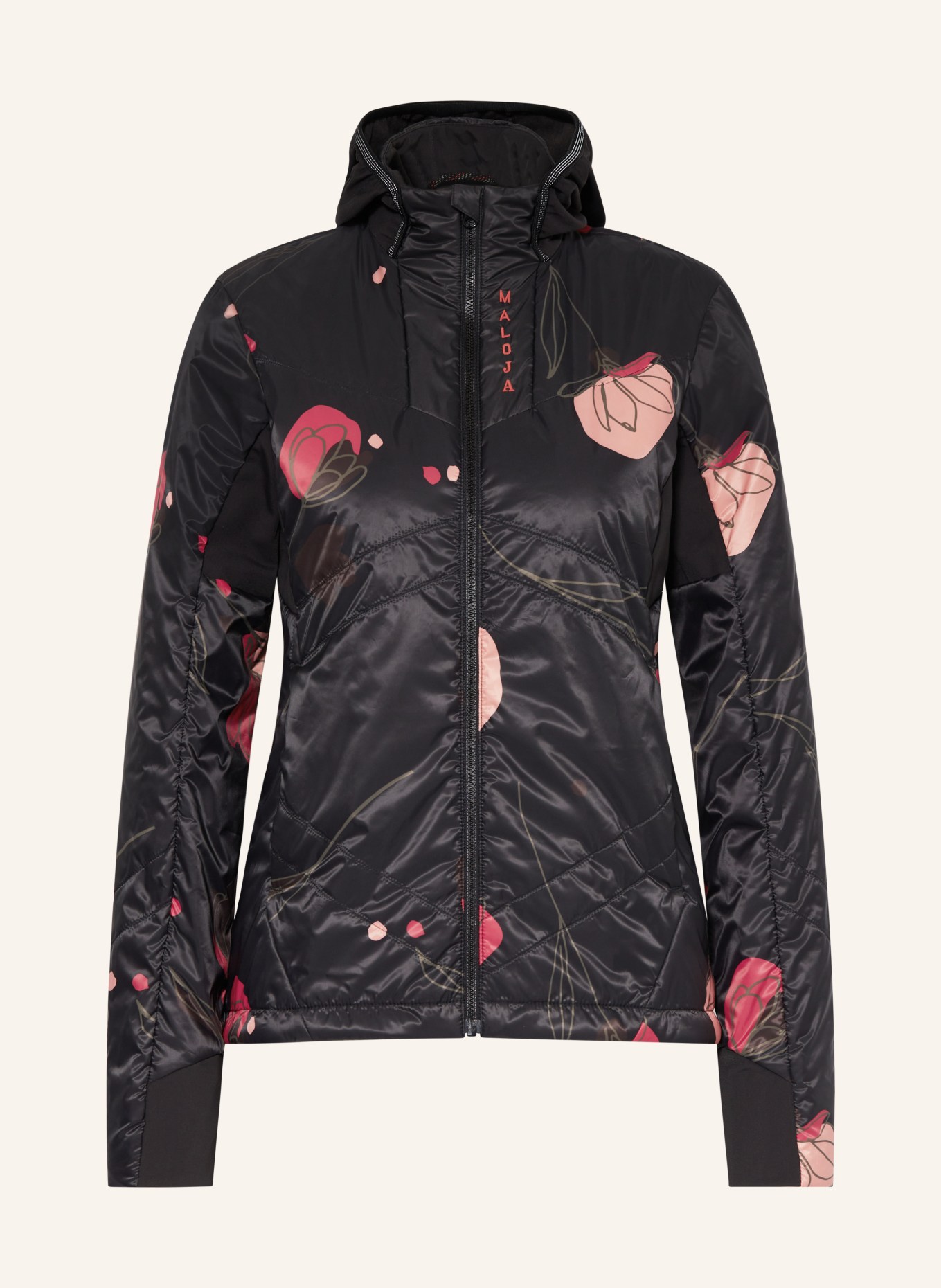 maloja Hybrid quilted jacket TREVISOM., Color: BLACK/ RED/ KHAKI (Image 1)