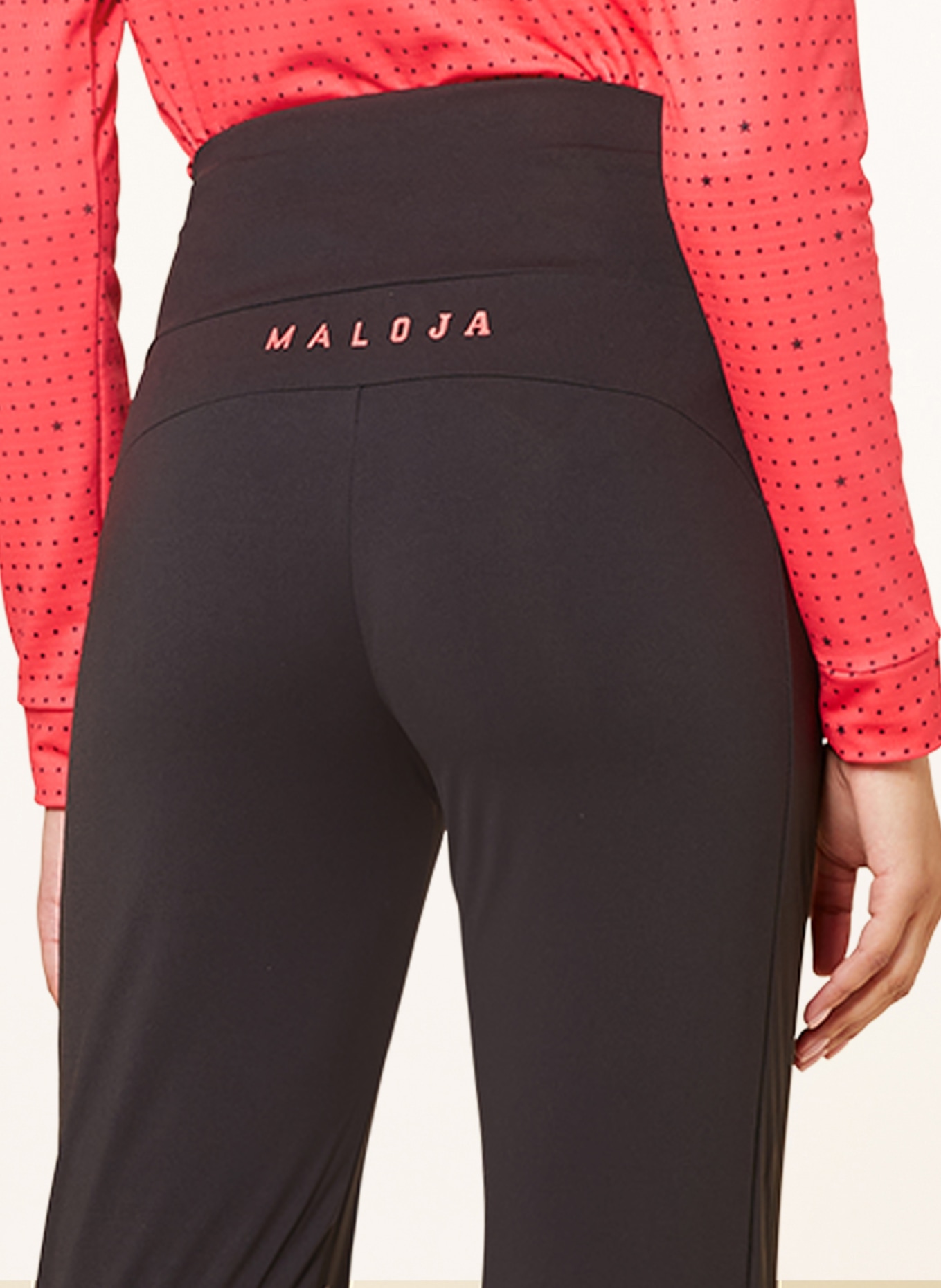 maloja Cross-country ski pants ROBINIEM., Color: BLACK/ RED/ NUDE (Image 5)