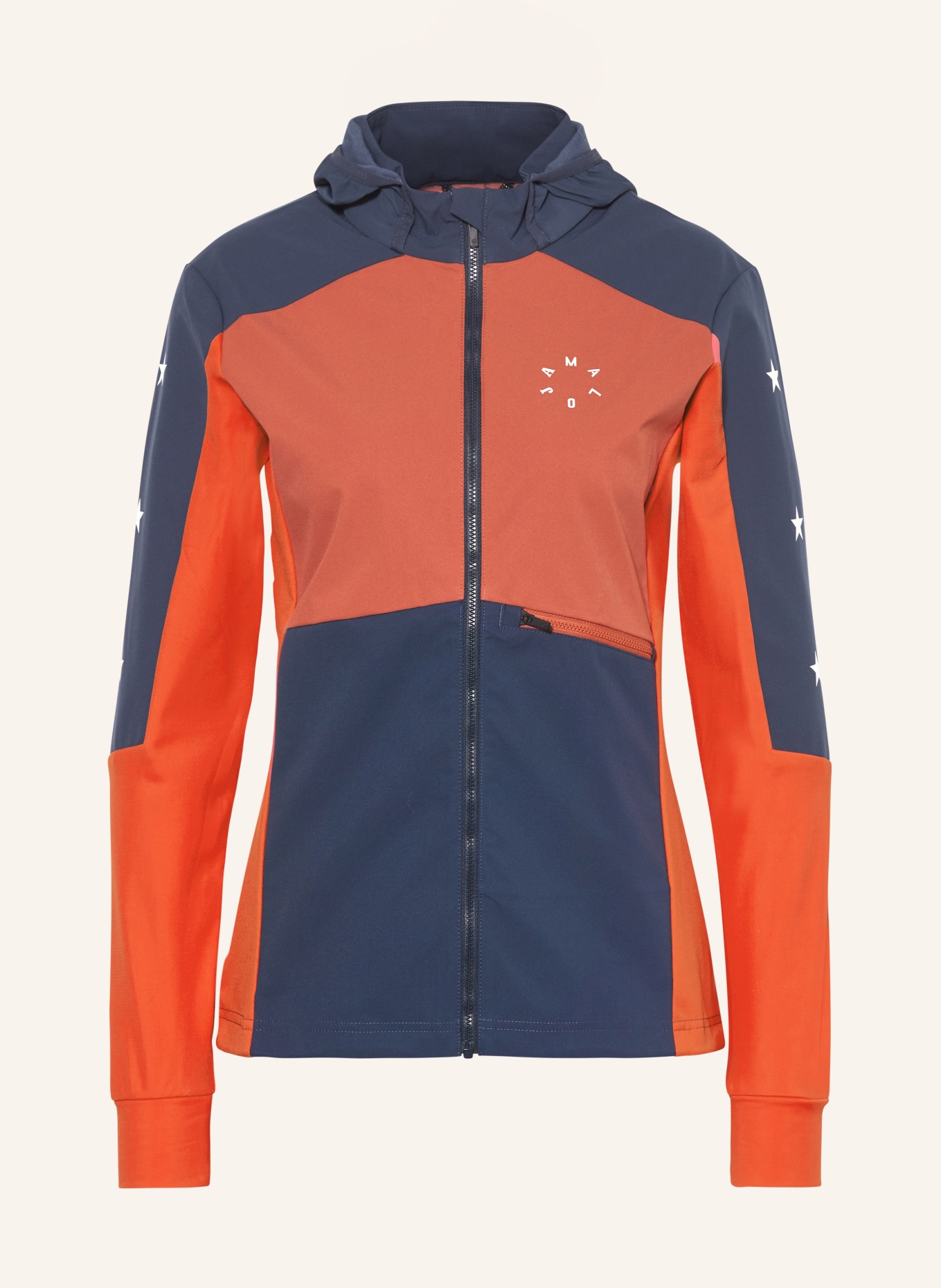 maloja Softshell ski jacket NESHAM, Color: BLUE/ RED/ DARK ORANGE (Image 1)