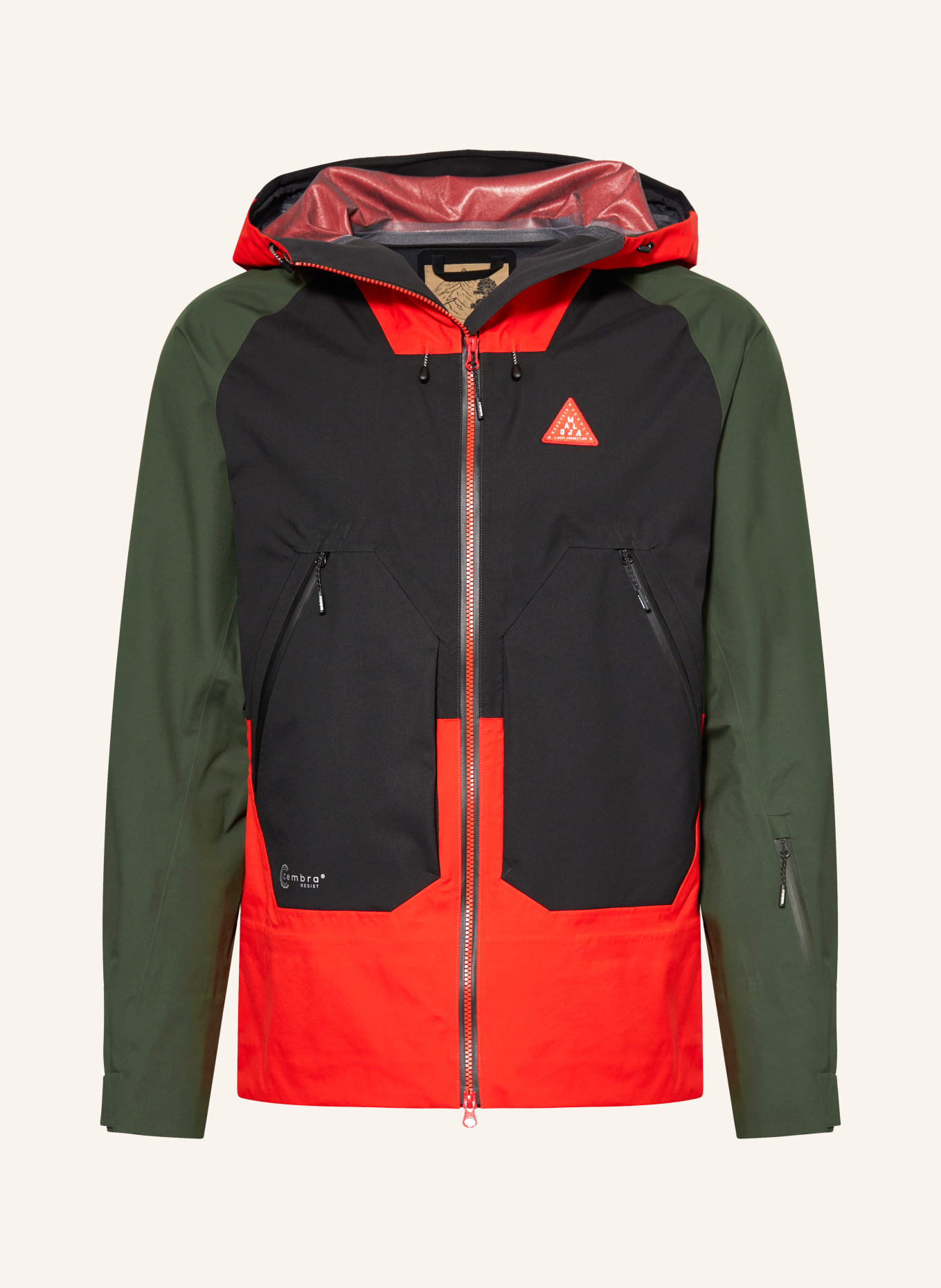 maloja Hardshell-Skijacke LAUREINM.: SCHWARZ / ROT / GRÜN