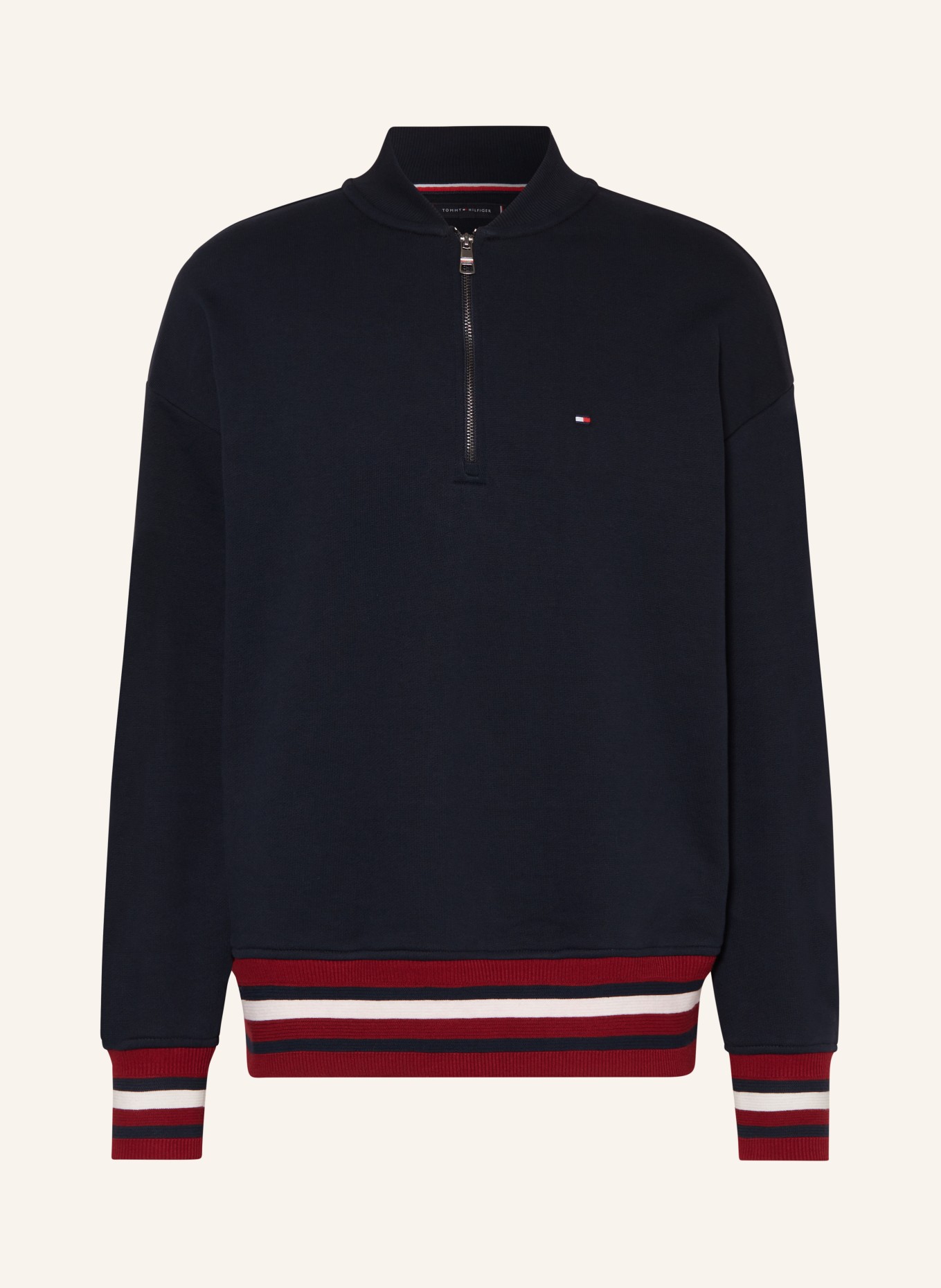 TOMMY HILFIGER Half-zip sweater, Color: DARK BLUE/ DARK RED/ WHITE (Image 1)