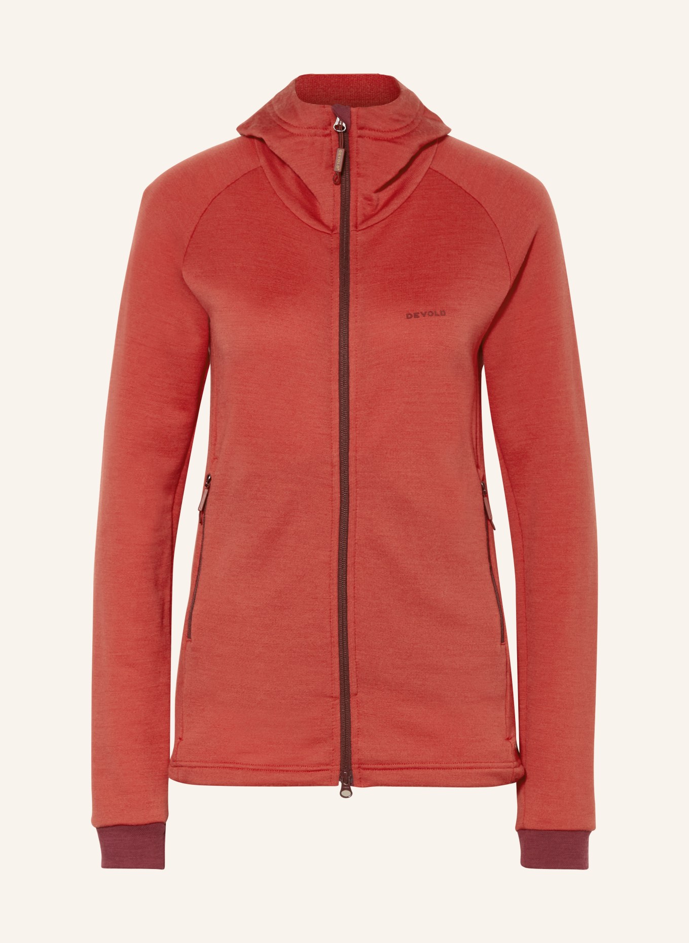 DEVOLD Mid-layer jacket NIBBA made of merino wool, Color: LIGHT RED (Image 1)
