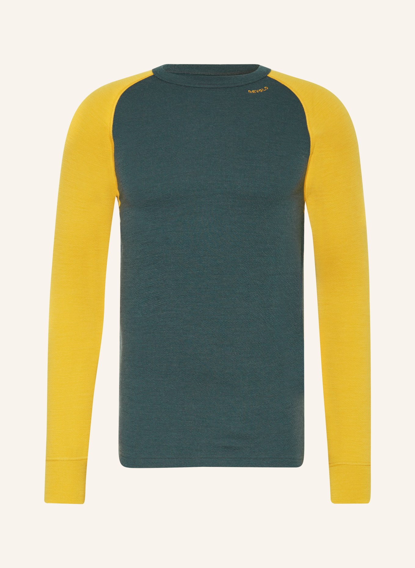 DEVOLD Functional underwear shirt EXPEDITION MERINO 235 in merino wool, Color: TEAL/ DARK YELLOW (Image 1)