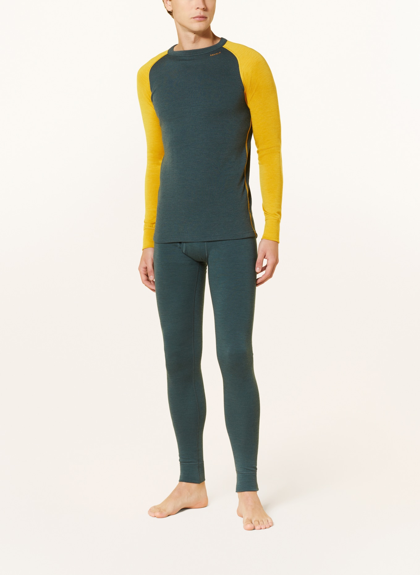 DEVOLD Functional underwear shirt EXPEDITION MERINO 235 in merino wool, Color: TEAL/ DARK YELLOW (Image 2)