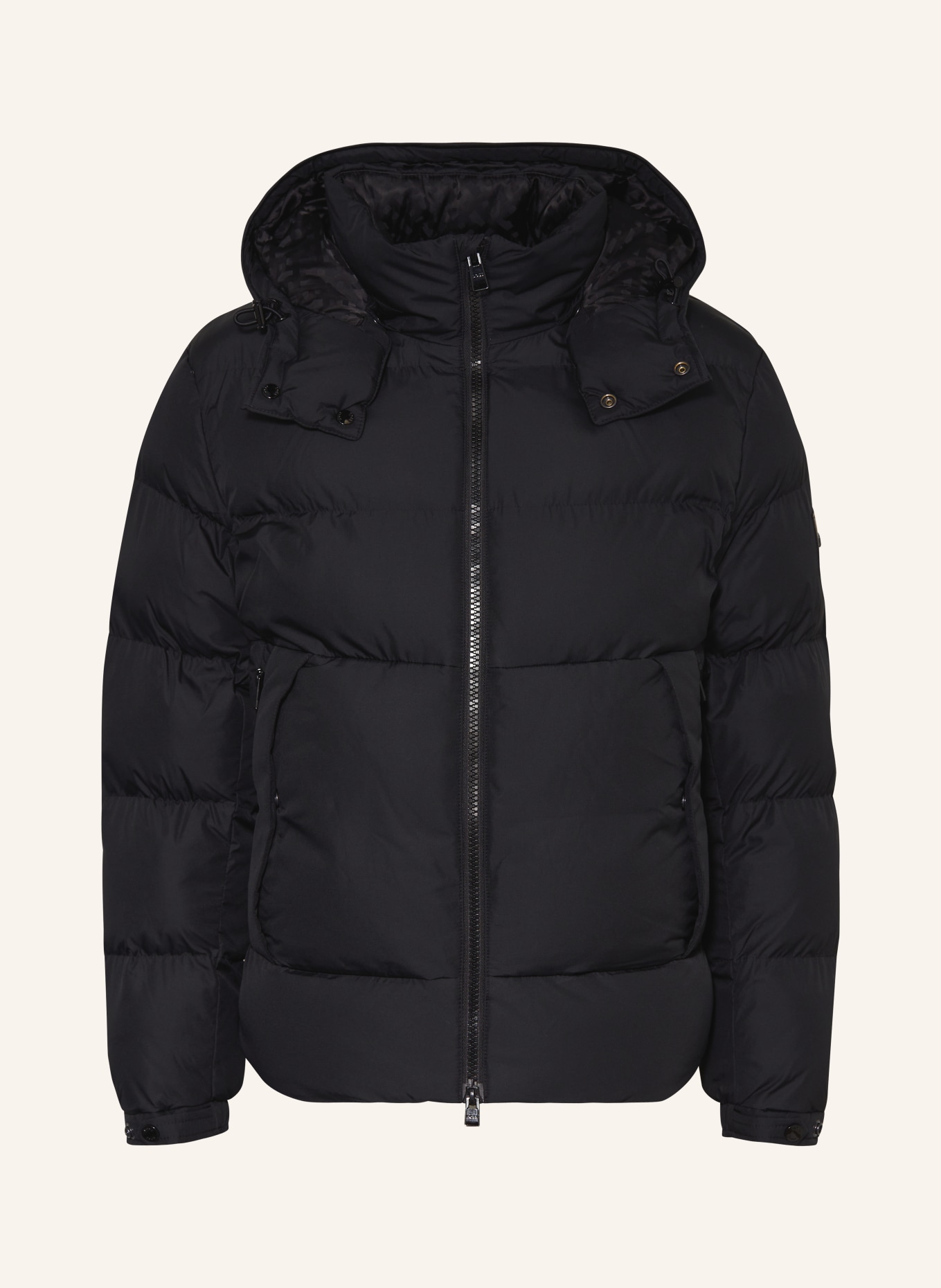 BOSS Quilted jacket CORBINIAN with removable hood, Color: BLACK (Image 1)