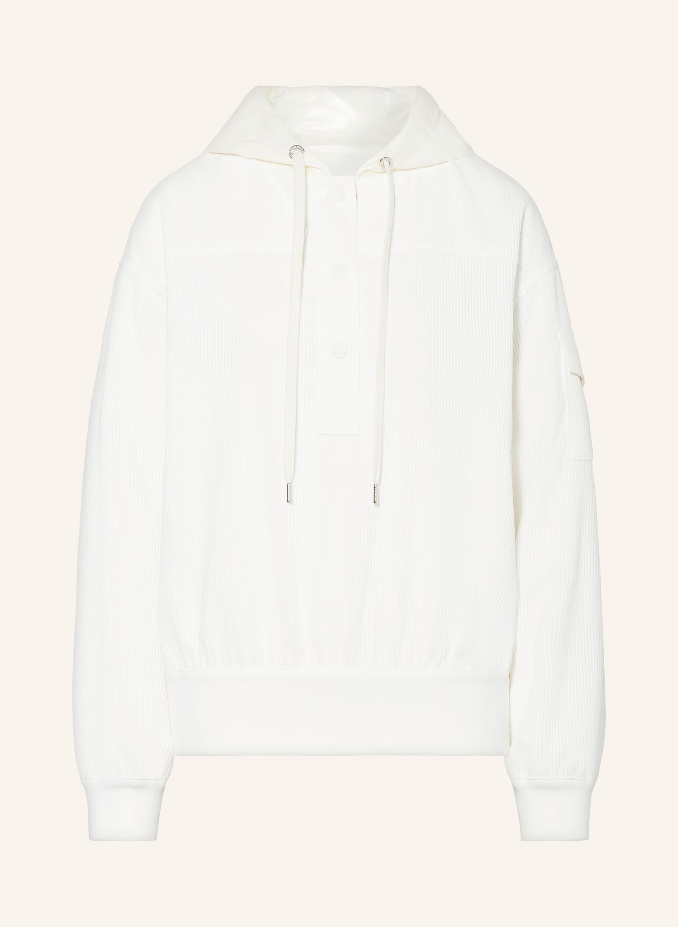 MONCLER Cord-Hoodie im Materialmix, Farbe: WEISS (Bild 1)