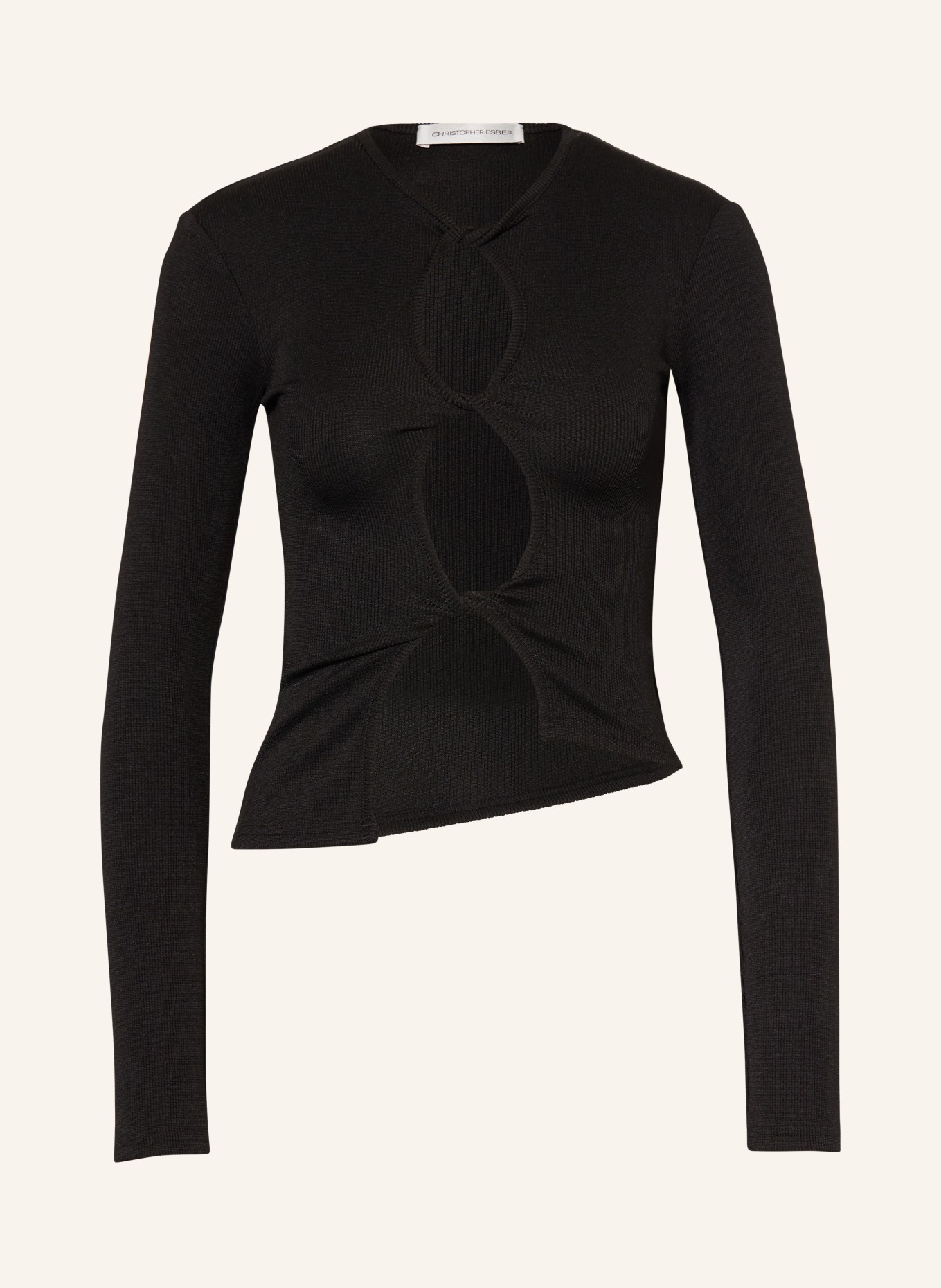 CHRISTOPHER ESBER Long sleeve shirt OPEN TWIST with cut-outs, Color: BLACK (Image 1)