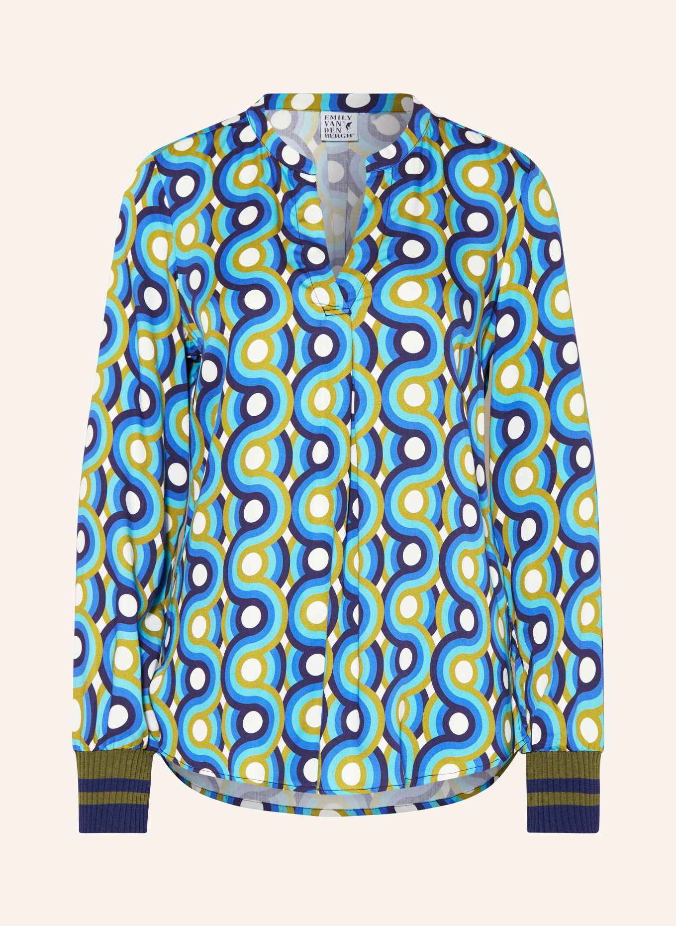 Emily VAN DEN BERGH Blusenshirt, Farbe: DUNKELBLAU/ WEISS/ NEONBLAU (Bild 1)
