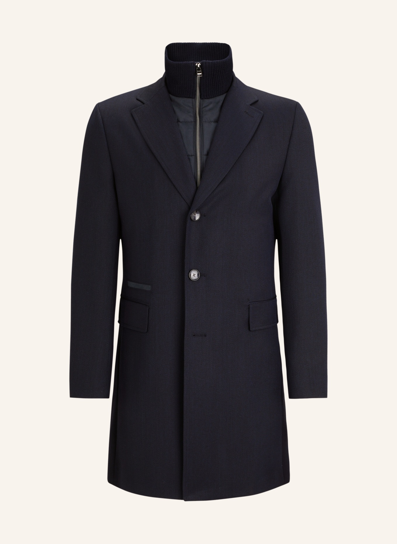 BOSS Wool coat HYDE with detachable trim, Color: DARK BLUE (Image 1)