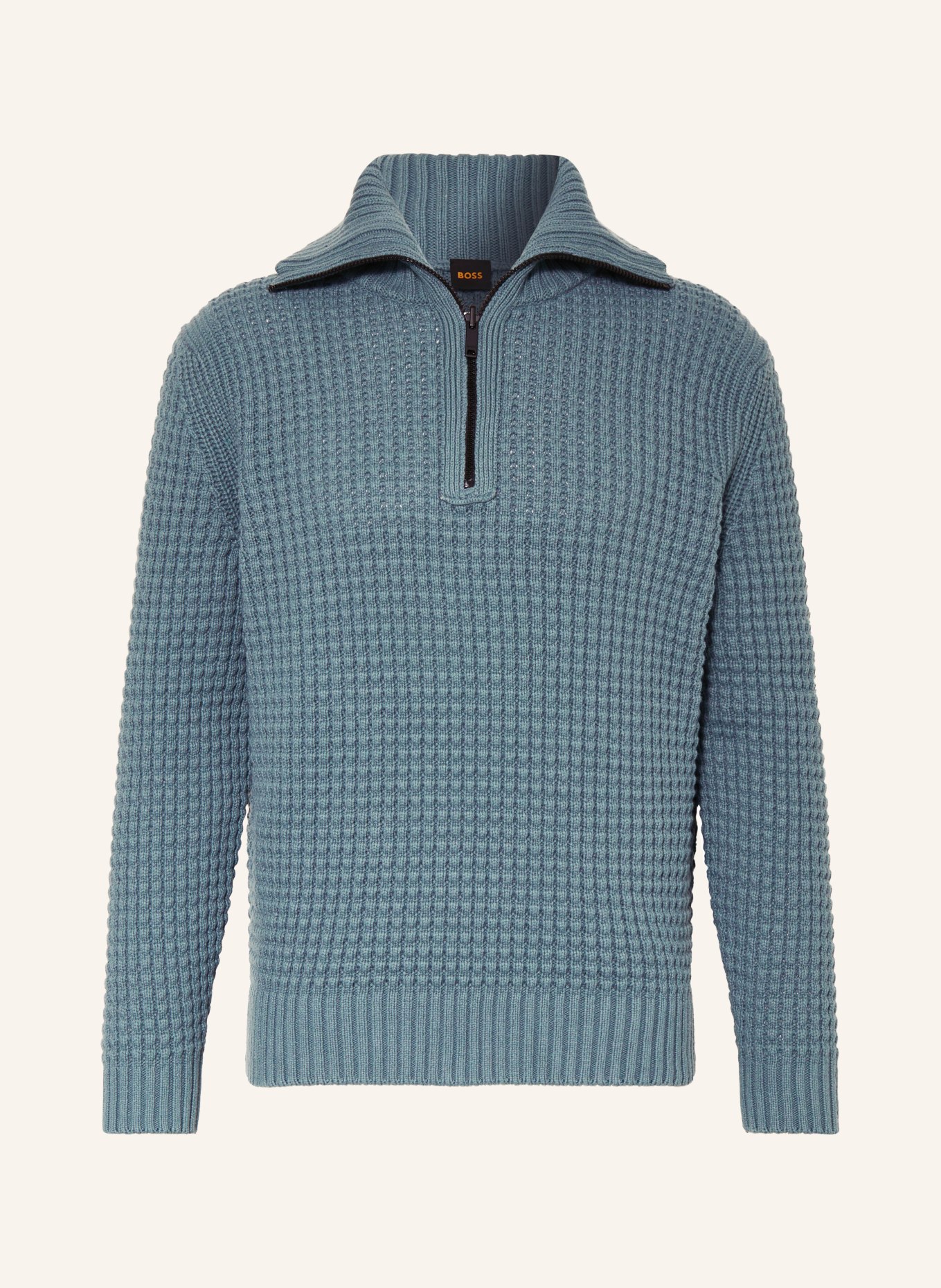 BOSS Half-zip sweater ATAKOS, Color: 375 OPEN GREEN (Image 1)