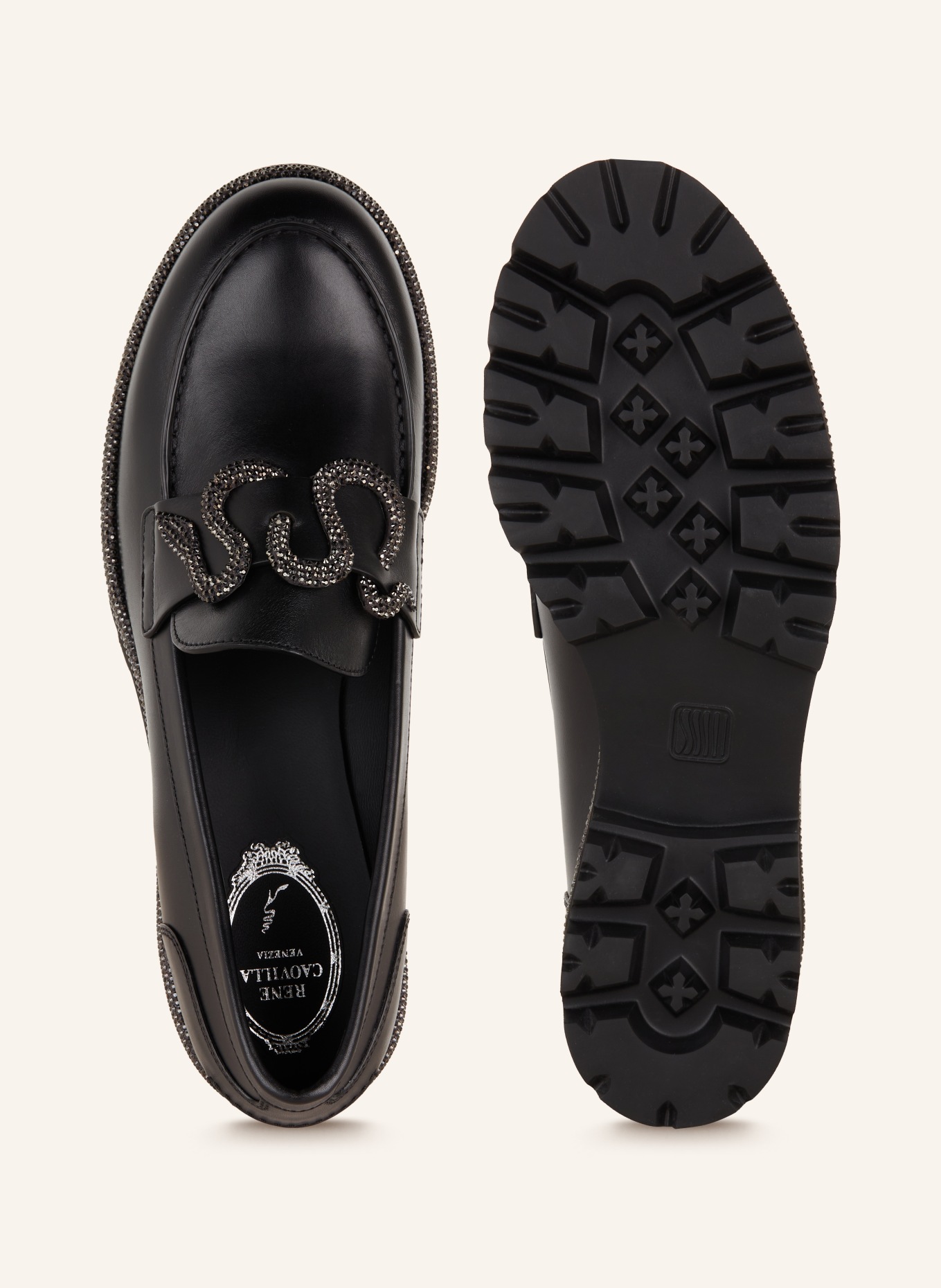 RENE CAOVILLA Loafers with decorative gems, Color: BLACK (Image 5)