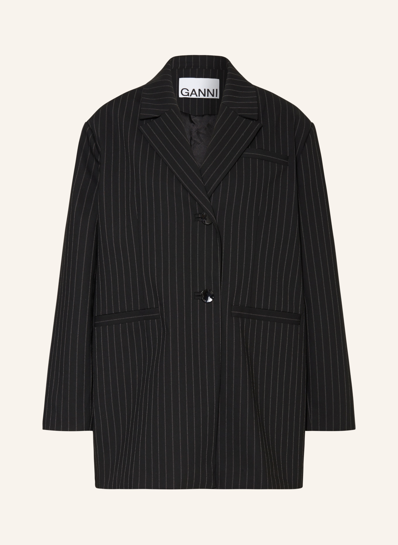 GANNI Oversized blazer, Color: BLACK/ ECRU (Image 1)