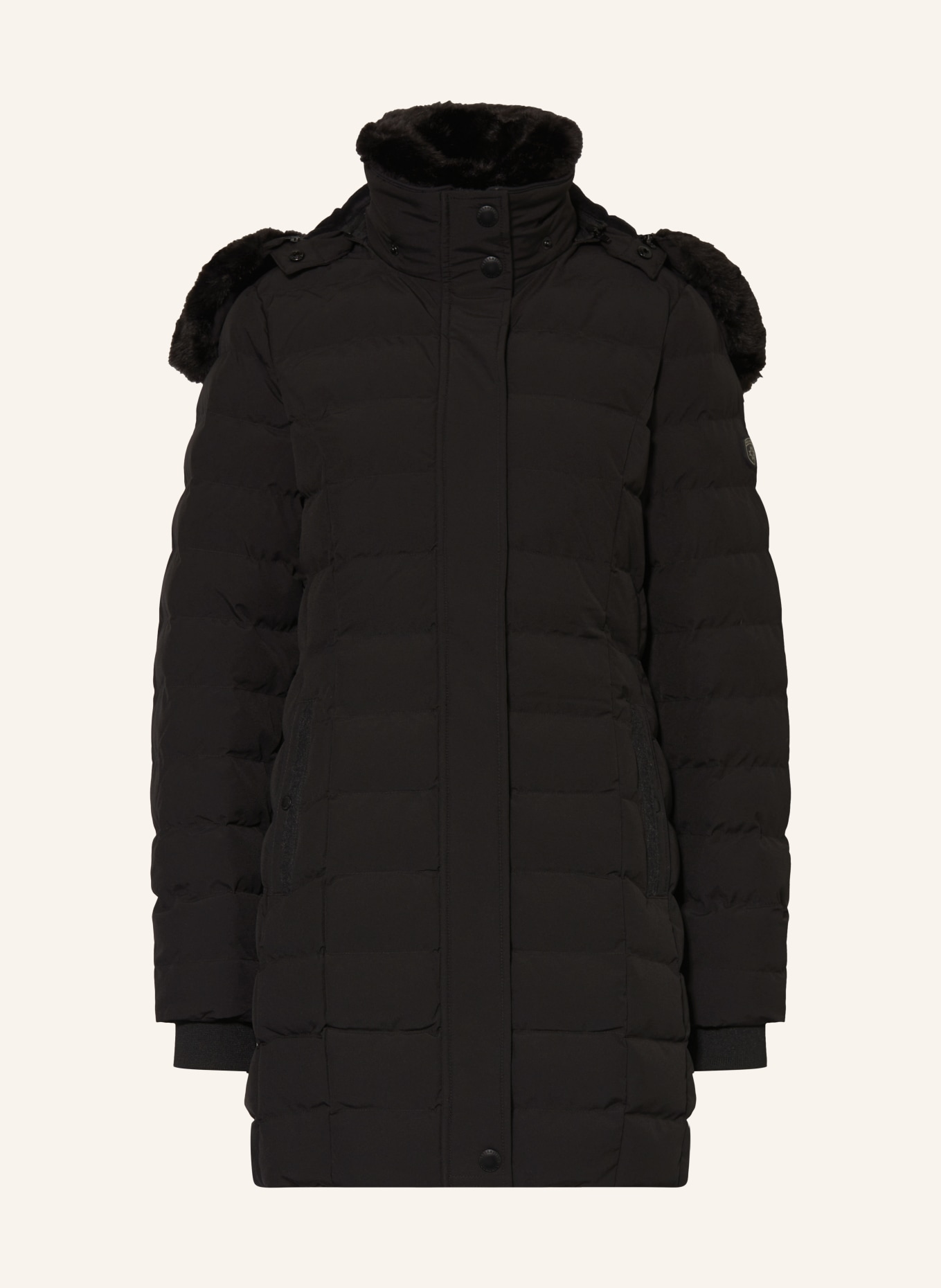 WELLENSTEYN Quilted coat SANTORIN with faux fur trim ad DUPONT™ SORONA® insulation, Color: BLACK (Image 1)