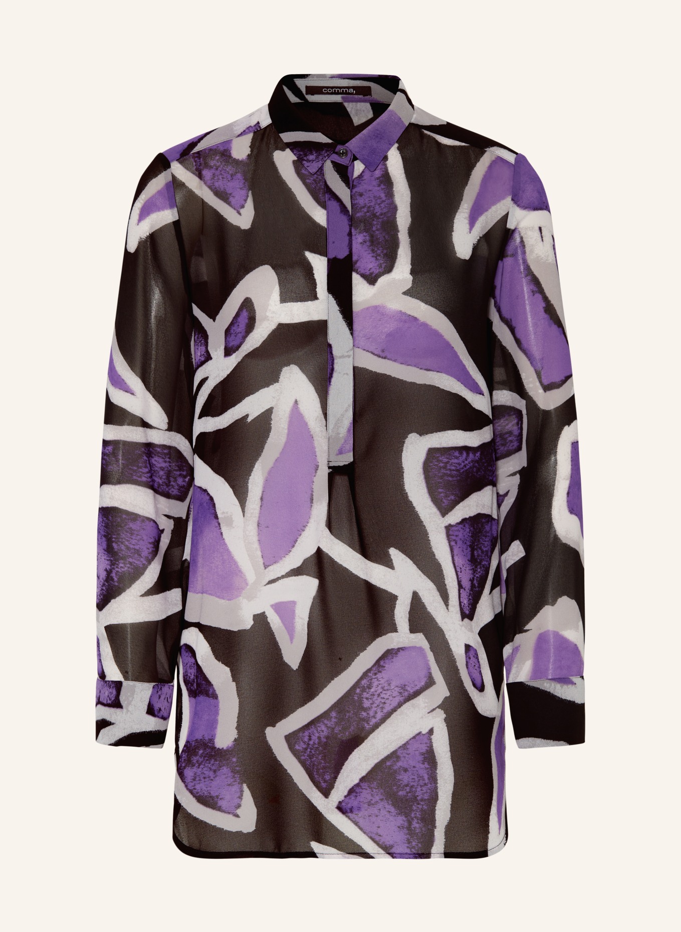 comma Shirt blouse, Color: BLACK/ PURPLE/ LIGHT PINK (Image 1)