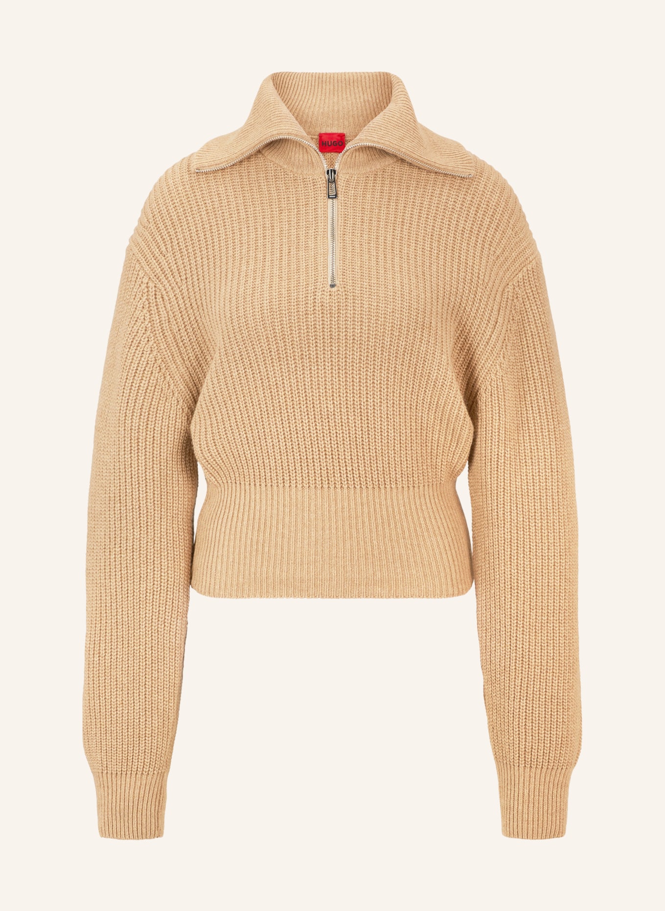 HUGO Half-zip sweater SOFALIA, Color: LIGHT BROWN (Image 1)