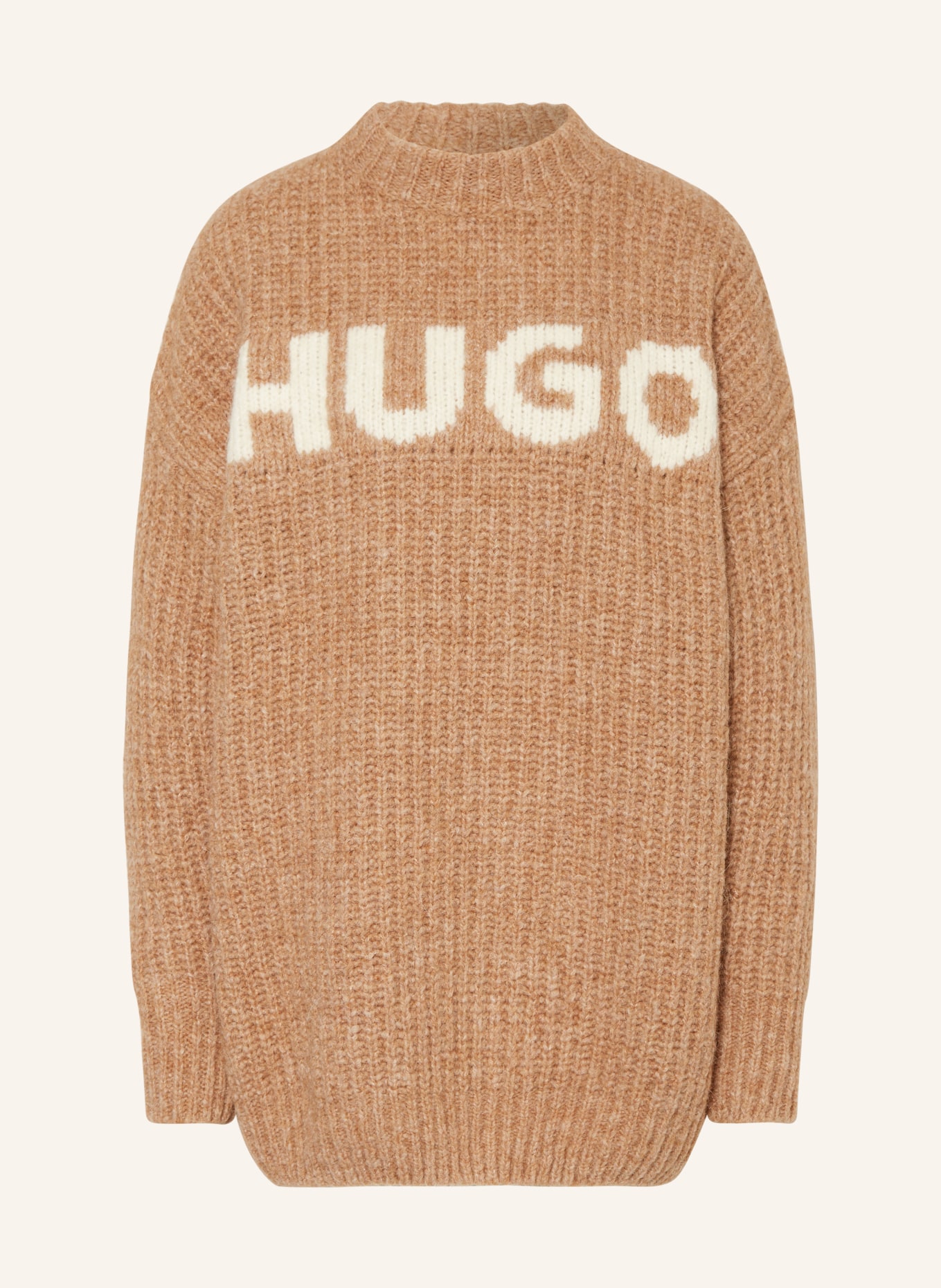 HUGO Oversized sweater SLOGUES, Color: CAMEL/ ECRU (Image 1)