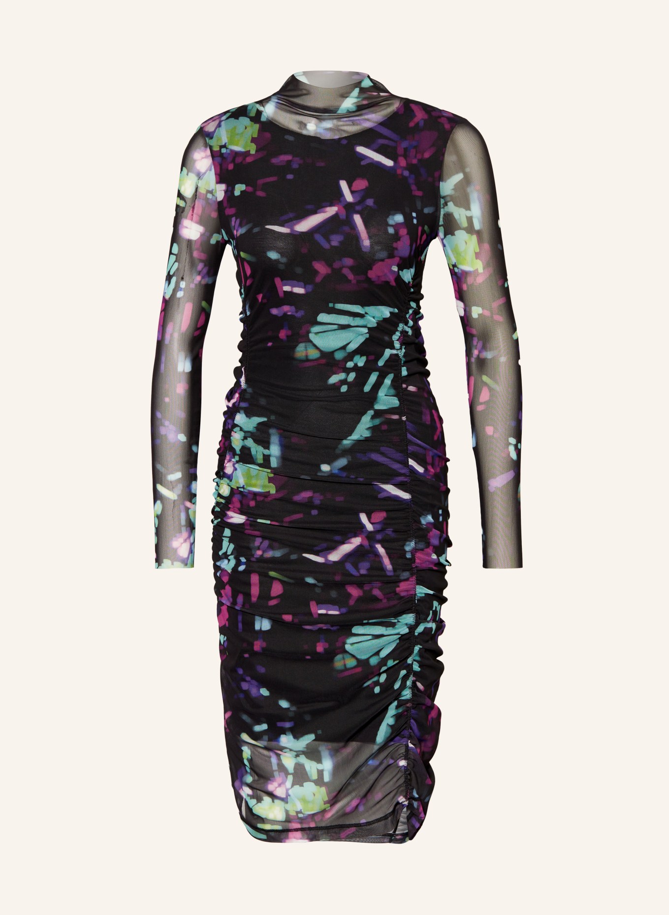 BOSS Mesh-Kleid ENIZA, Farbe: SCHWARZ/ MINT/ PINK(Bild null)
