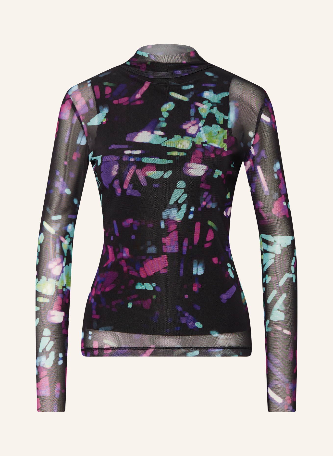 BOSS Long sleeve shirt ENIZO in mesh, Color: BLACK/ FUCHSIA/ MINT (Image 1)