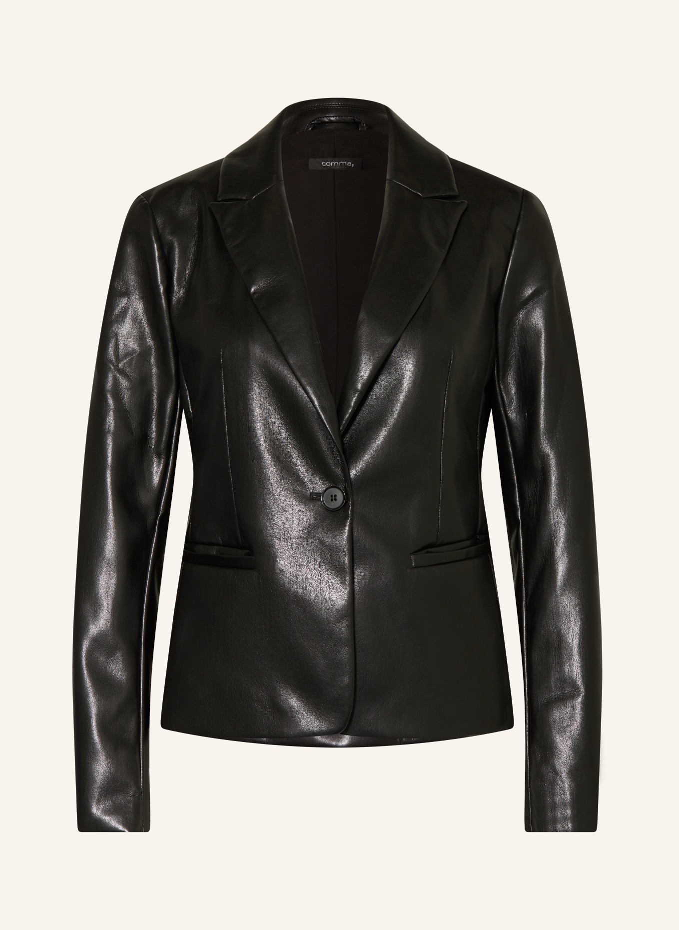 Leather top collar blazer