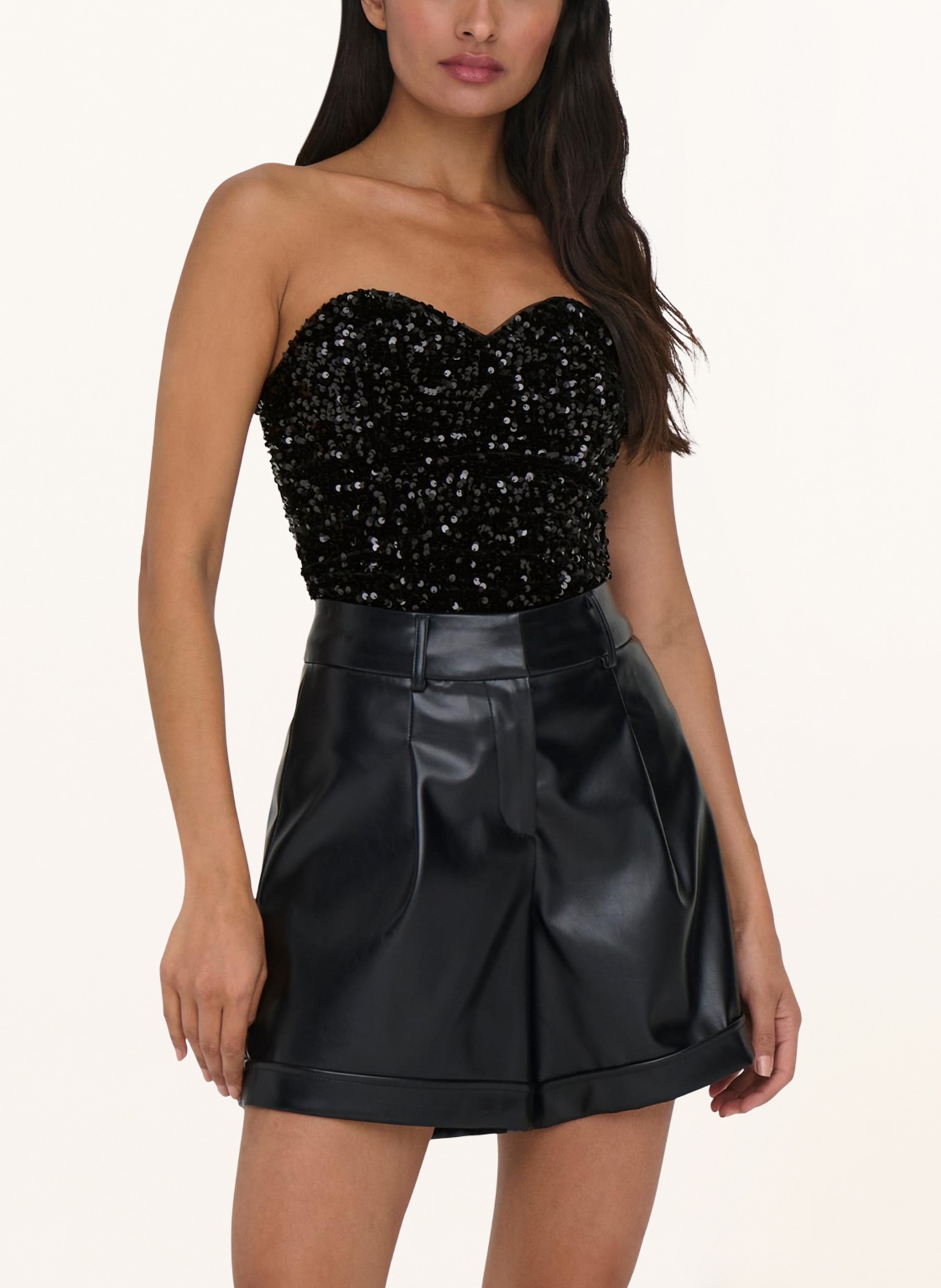 ONLY Off-shoulder top with sequins, Color: BLACK (Image 2)