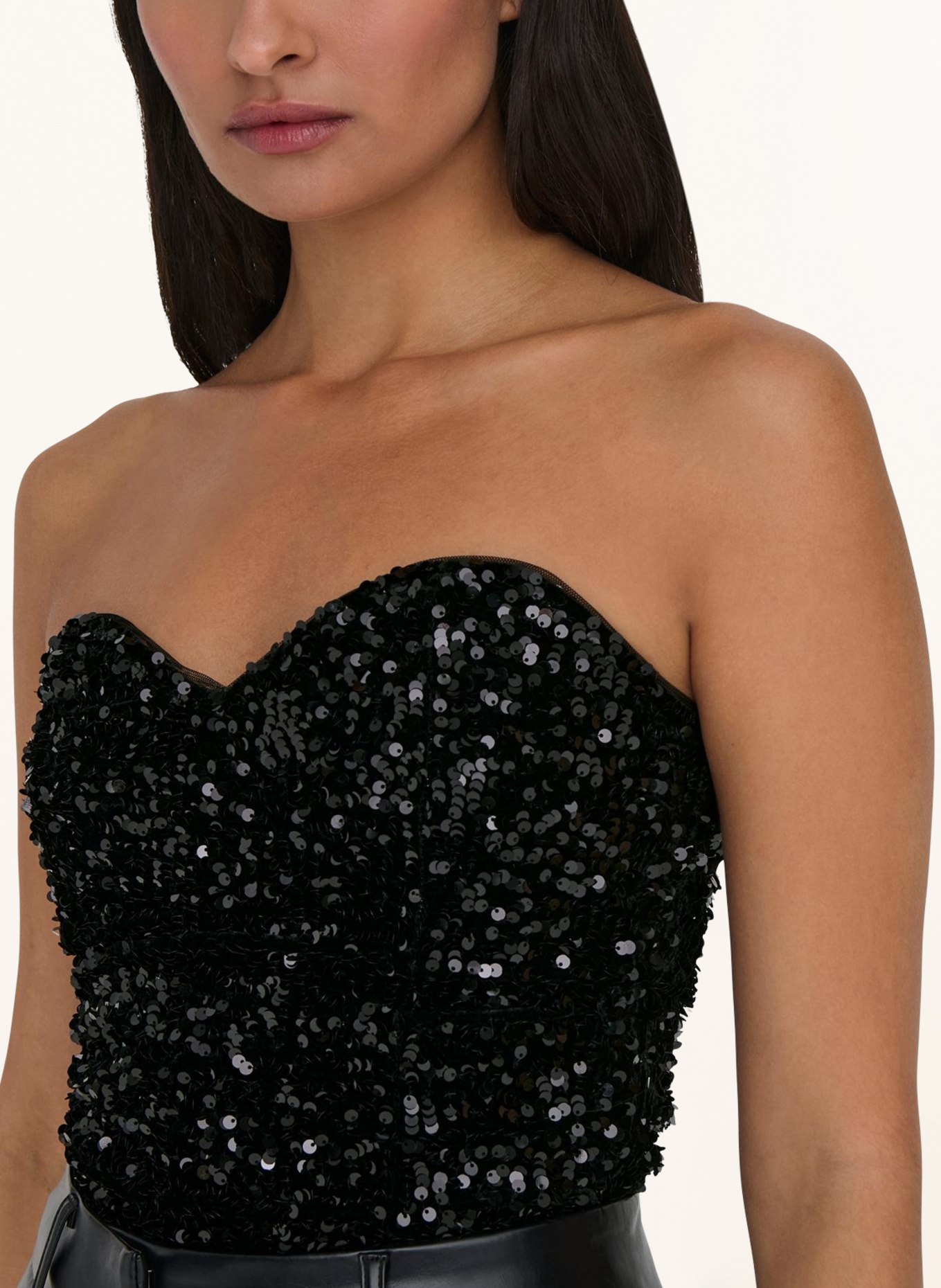 ONLY Off-shoulder top with sequins, Color: BLACK (Image 4)
