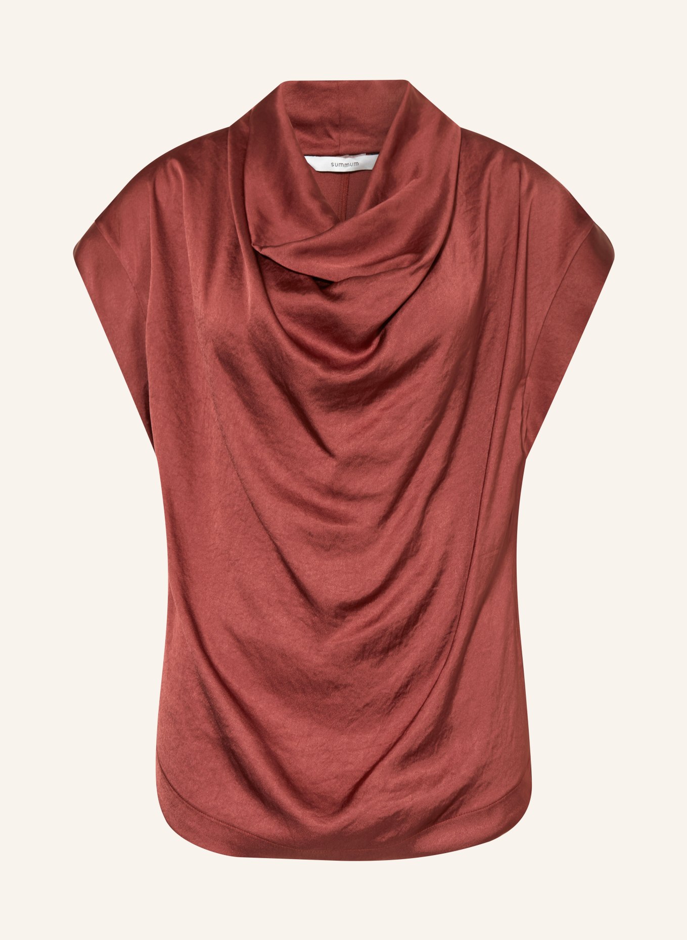 summum woman Shirt blouse in satin, Color: DARK BROWN (Image 1)