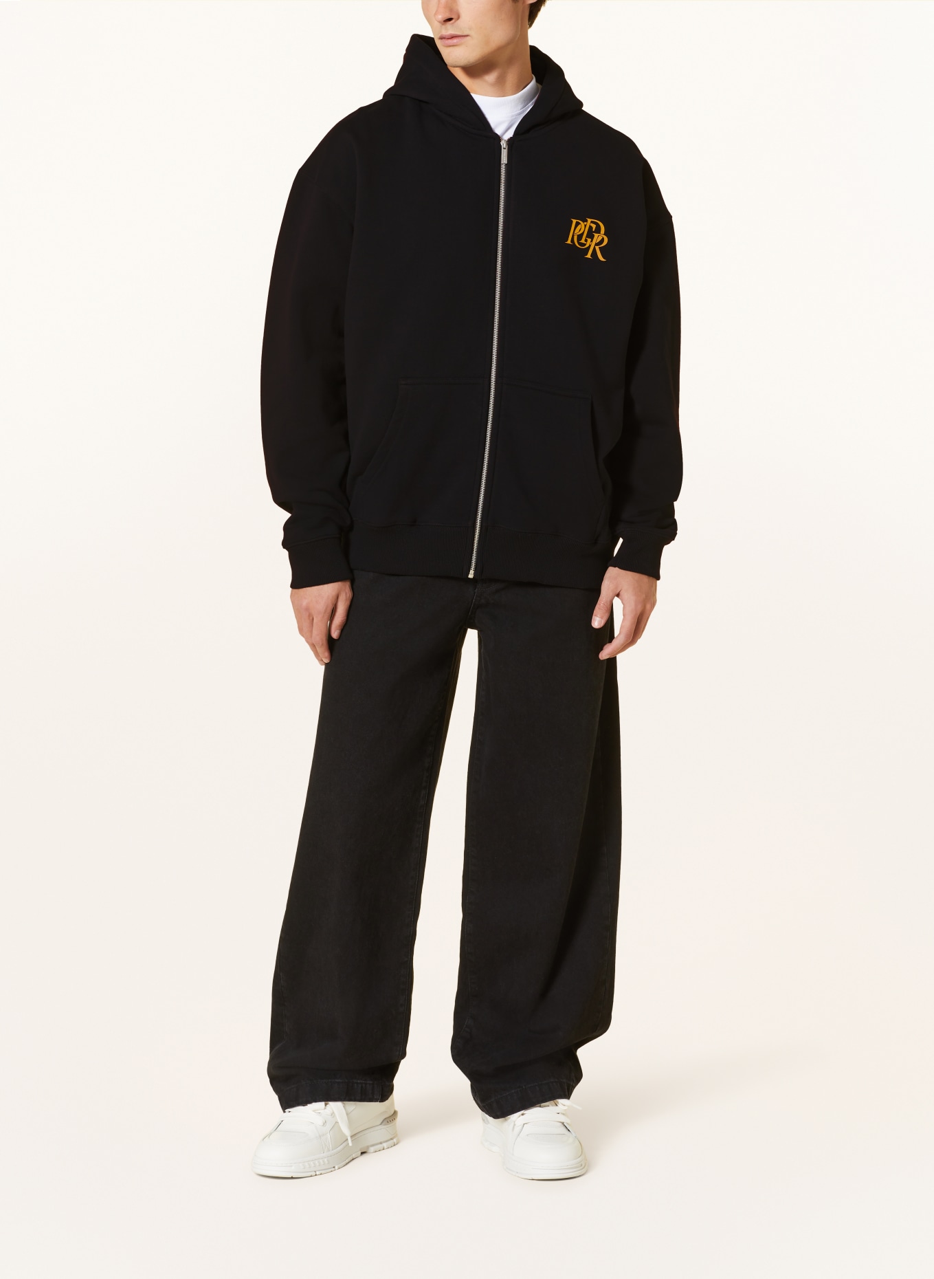 PEGADOR Oversized sweat jacket MARCER, Color: BLACK/ DARK YELLOW/ WHITE (Image 2)