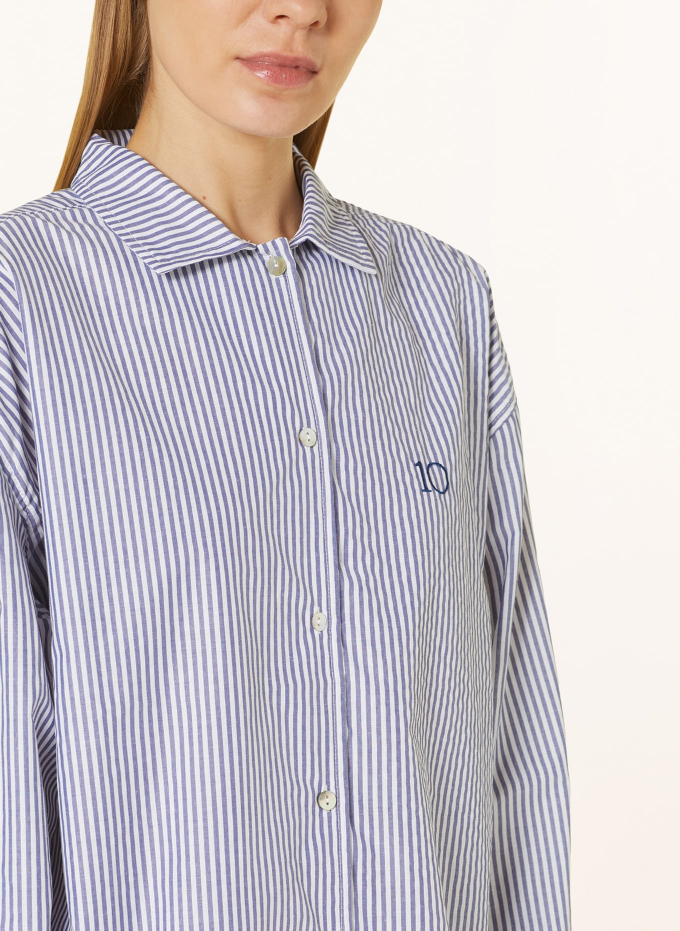 10DAYS Shirt blouse, Color: WHITE/ BLUE (Image 4)