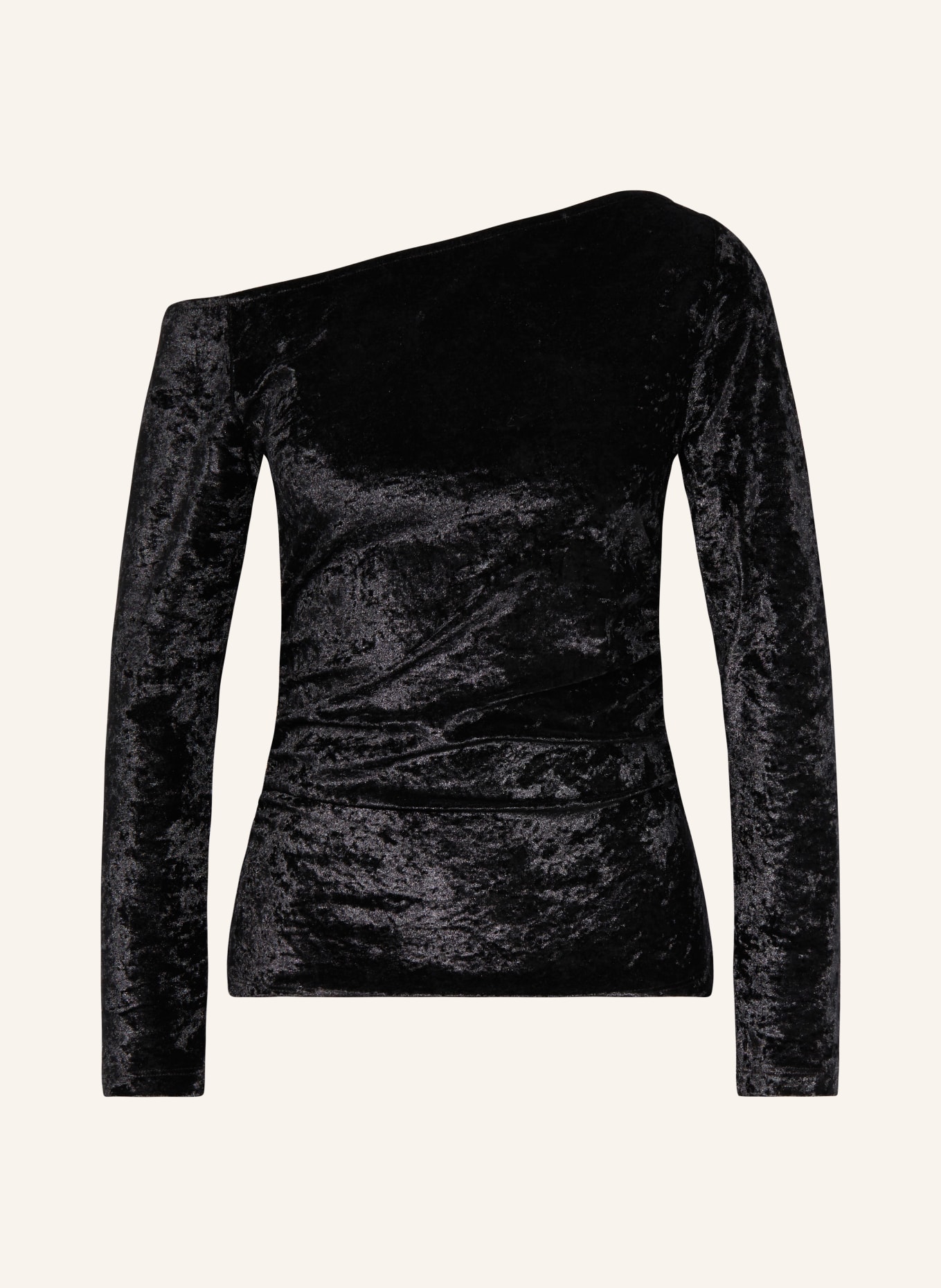 ENVII One-shoulder shirt ENCAR in velvet, Color: BLACK (Image 1)