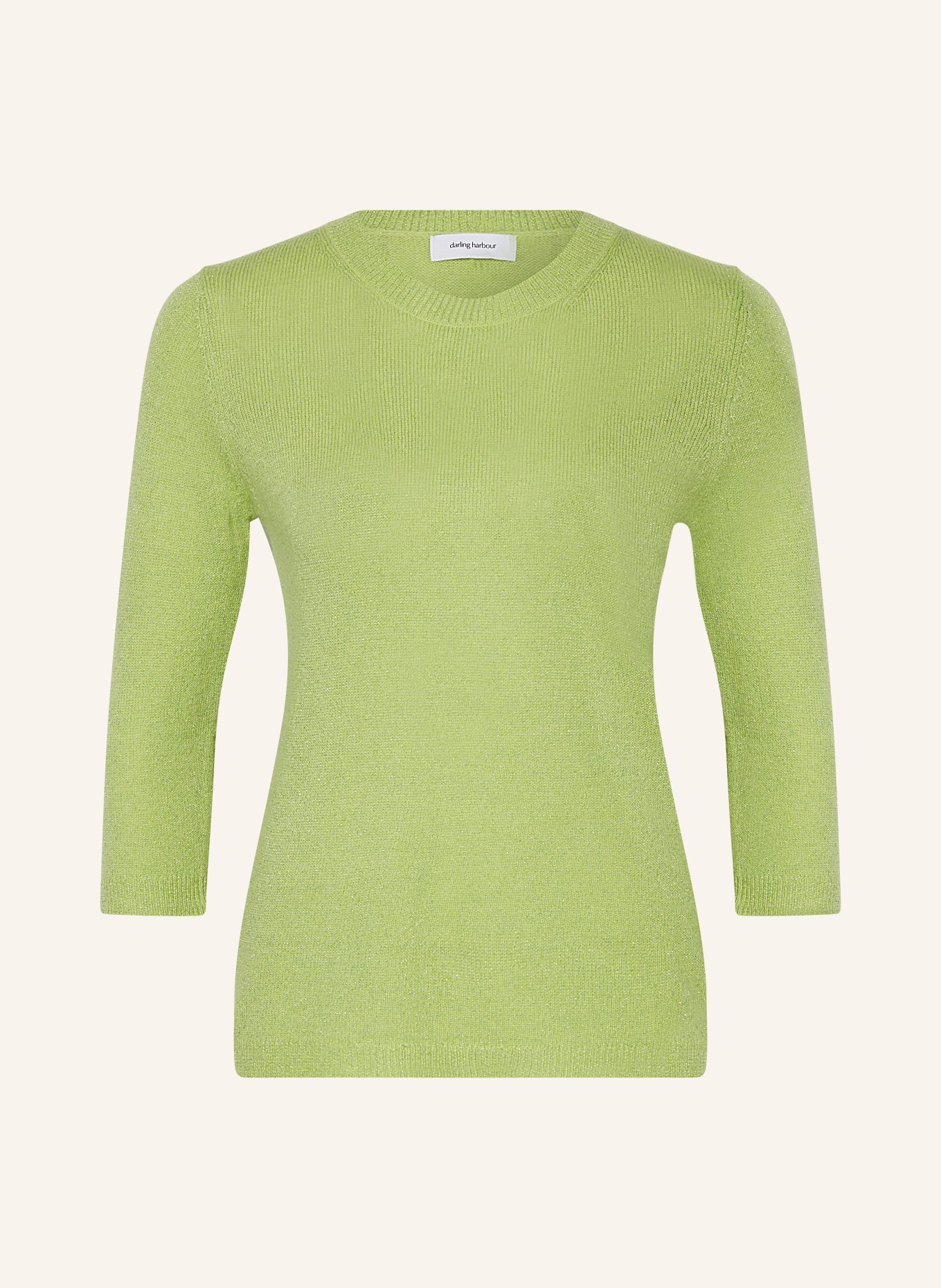 darling harbour Cashmere sweater with 3/4 sleeves and glitter thread, Color: PISTAZIE (Image 1)