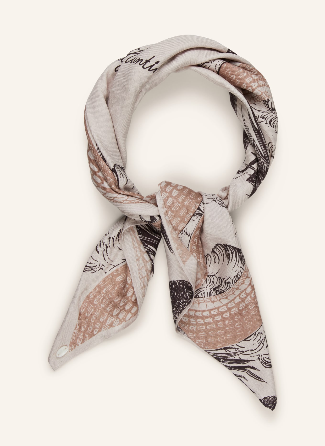 friendly hunting Silk scarf GARDEN EDEN, Color: TAUPE/ DARK BROWN/ LIGHT BROWN (Image 2)