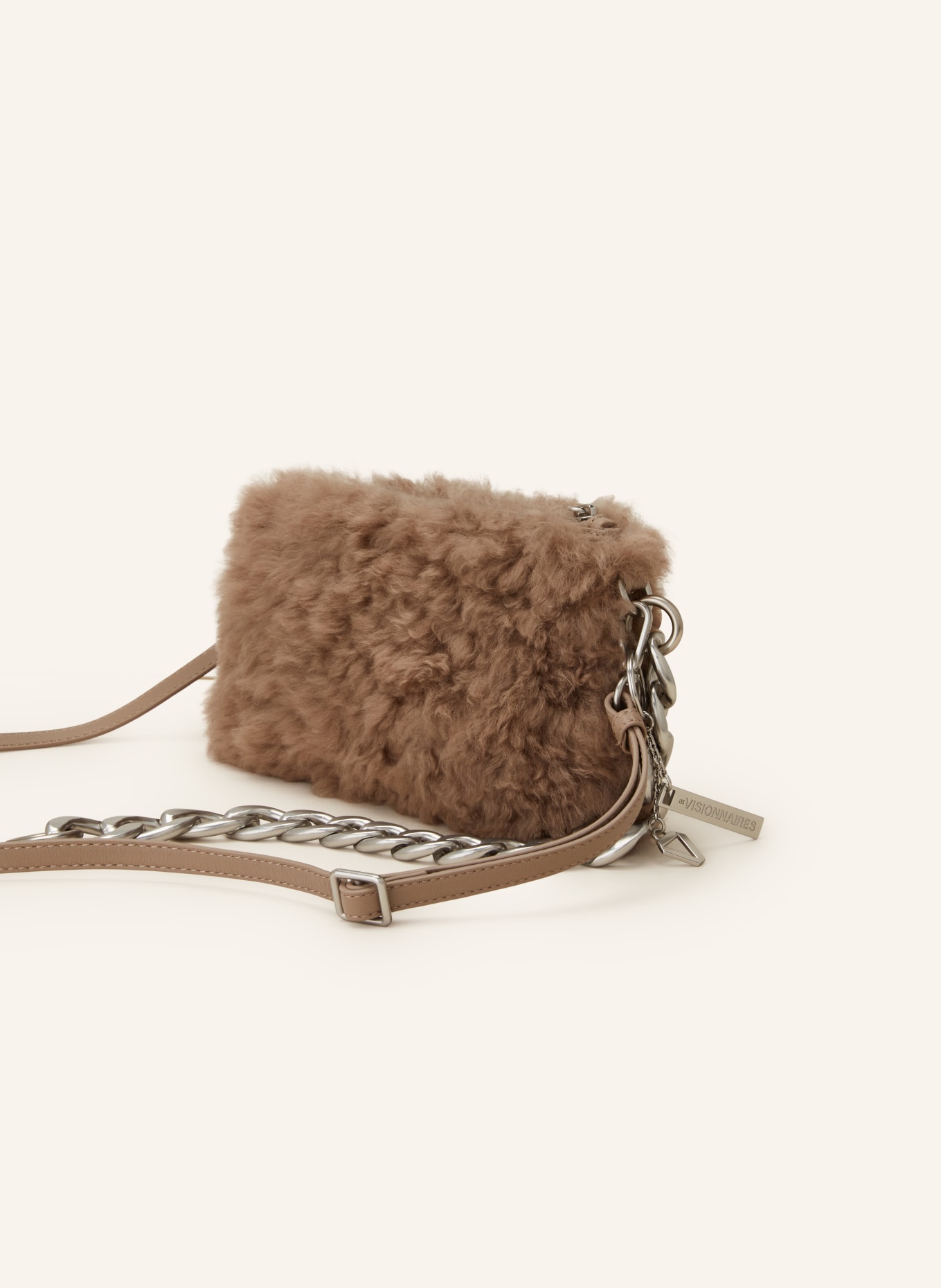 LES VISIONNAIRES Crossbody bag ALICE FURRY with real fur, Color: BEIGE (Image 2)