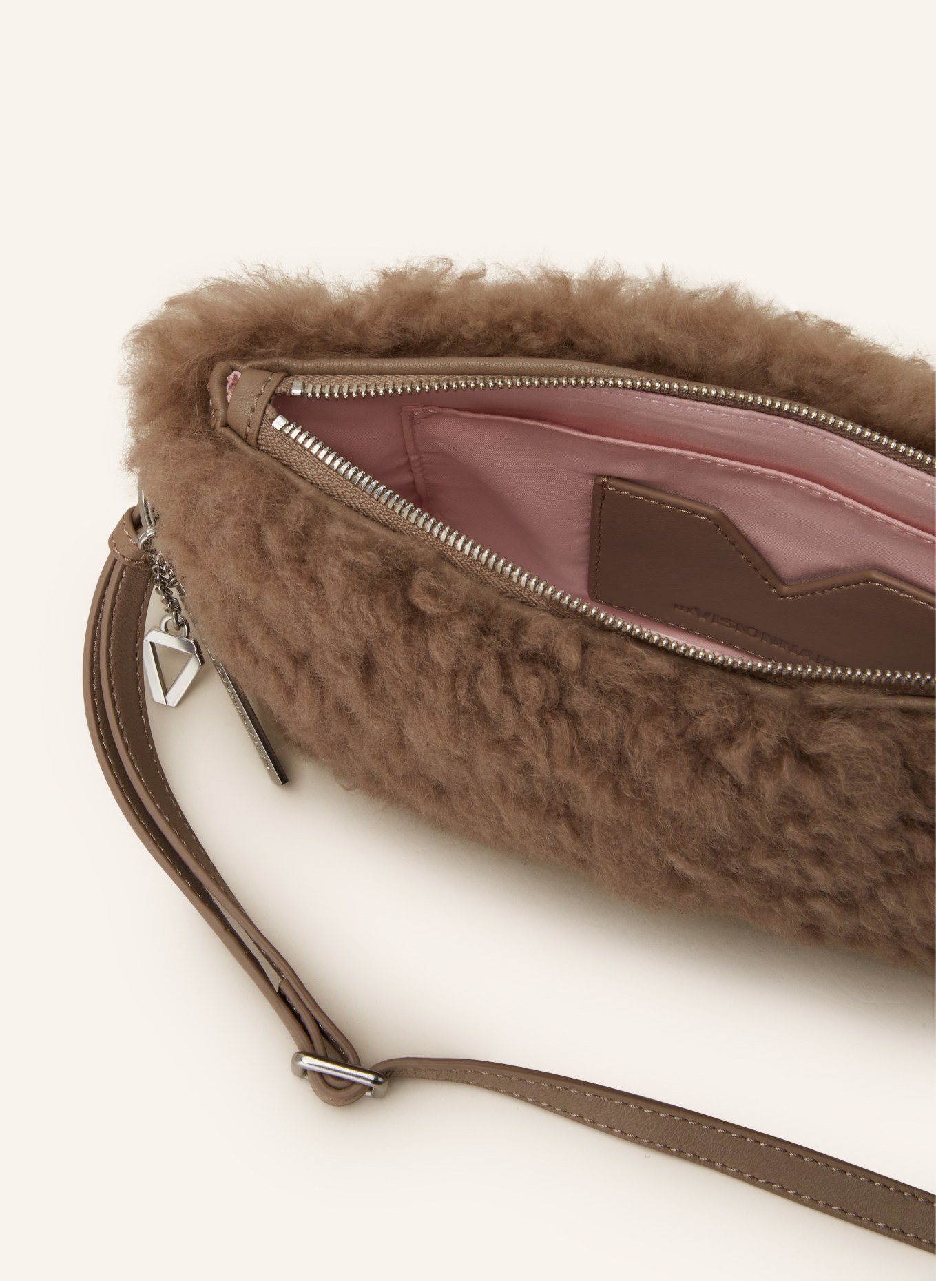 LES VISIONNAIRES Crossbody bag ALICE FURRY with real fur, Color: BEIGE (Image 3)
