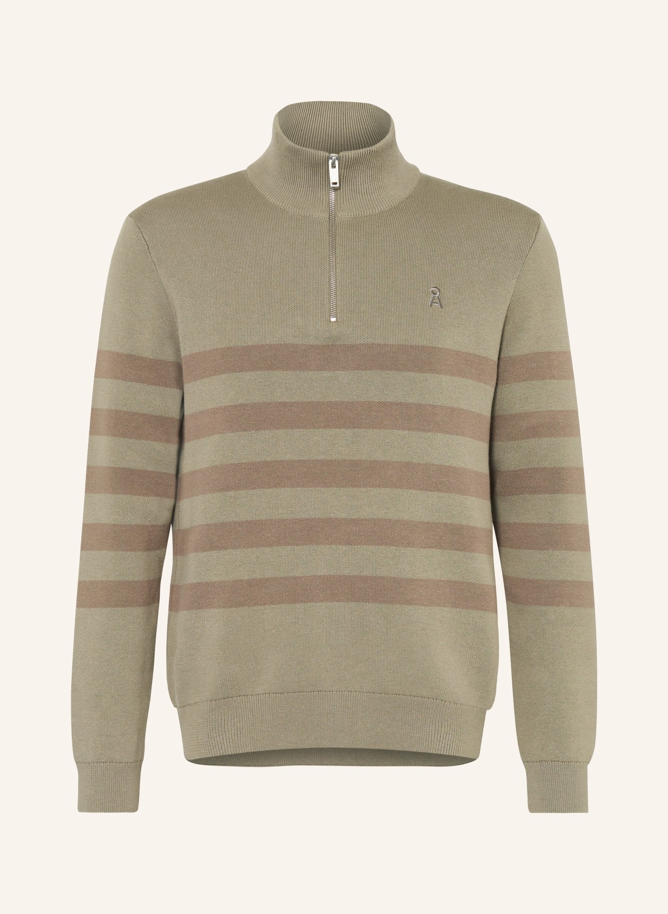 ARMEDANGELS Half-zip sweater AALFREDOS, Color: BROWN/ OLIVE (Image 1)