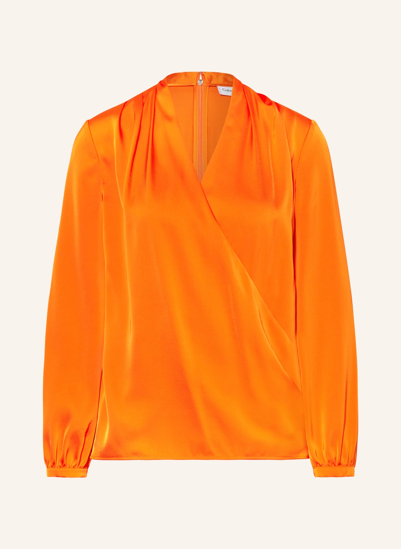 Calvin Klein Bluzka w stylu kopertowym z satyny, Kolor: POMARAŃCZOWY (Obrazek 1)