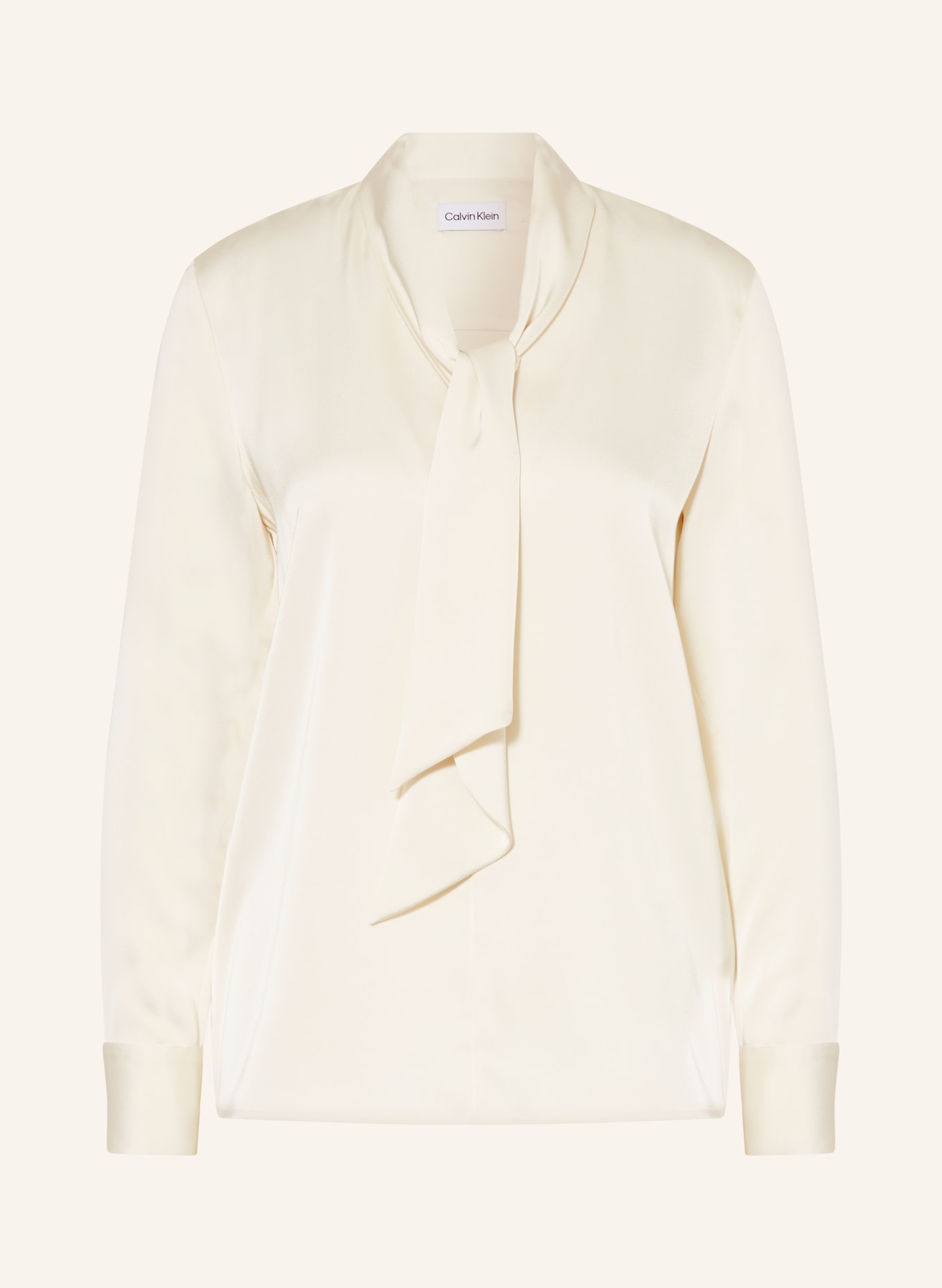 Calvin Klein Bluzka z wiązaniem pod szyją z satyny, Kolor: KREMOWY (Obrazek 1)