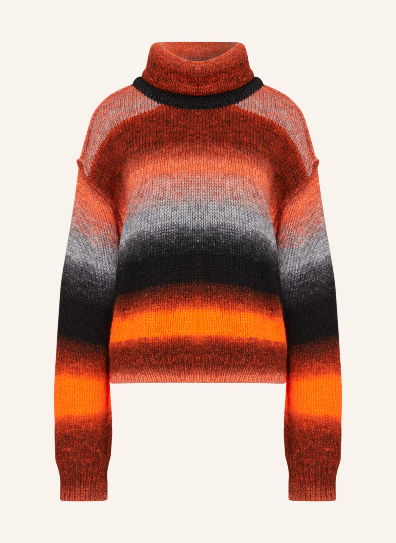 ELIAS RUMELIS Turtleneck sweater VELMAER, Color: NEON ORANGE/ BLACK/ LIGHT GRAY (Image 1)