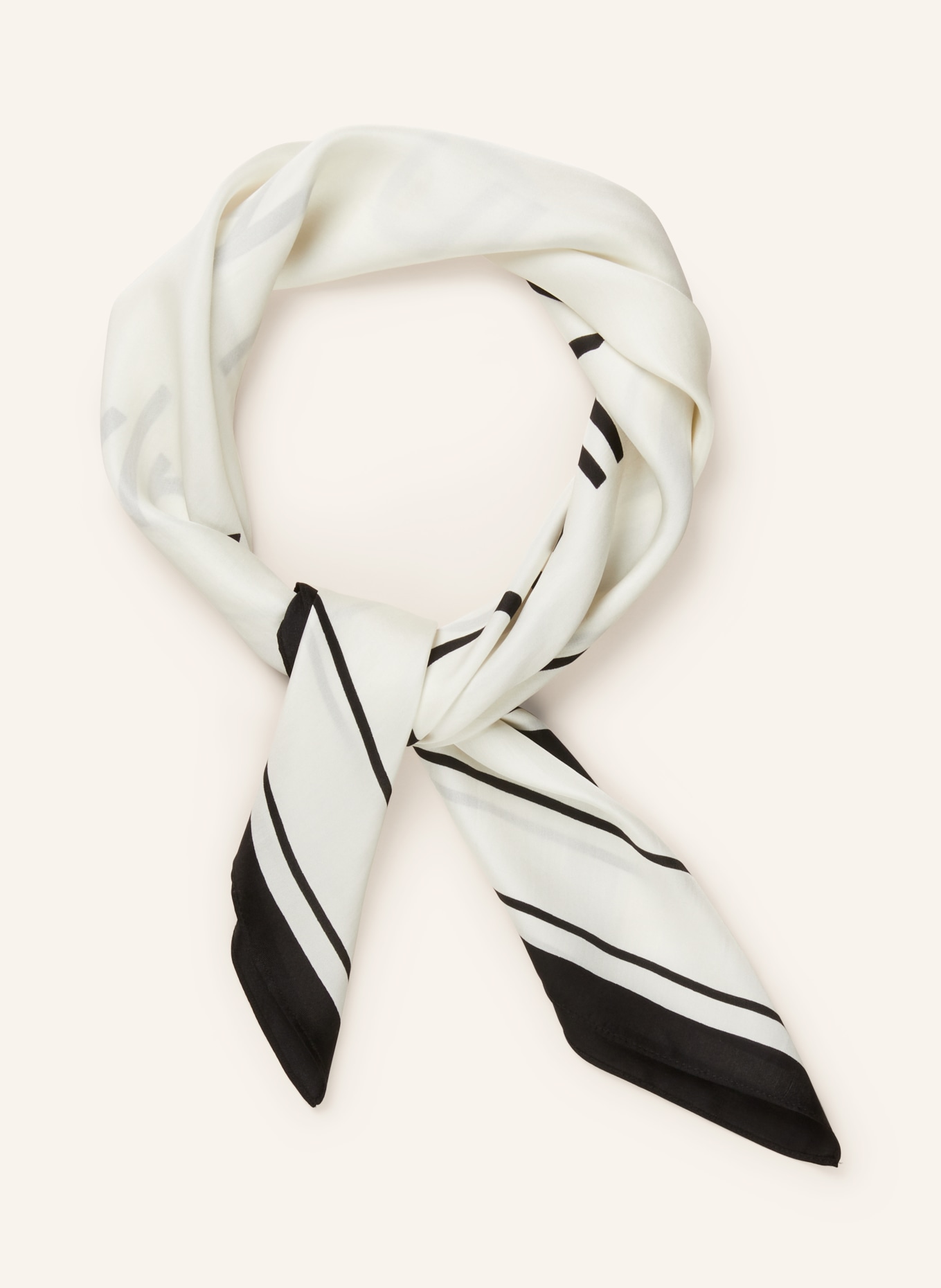 Calvin Klein Silk scarf, Color: ECRU/ BLACK (Image 2)