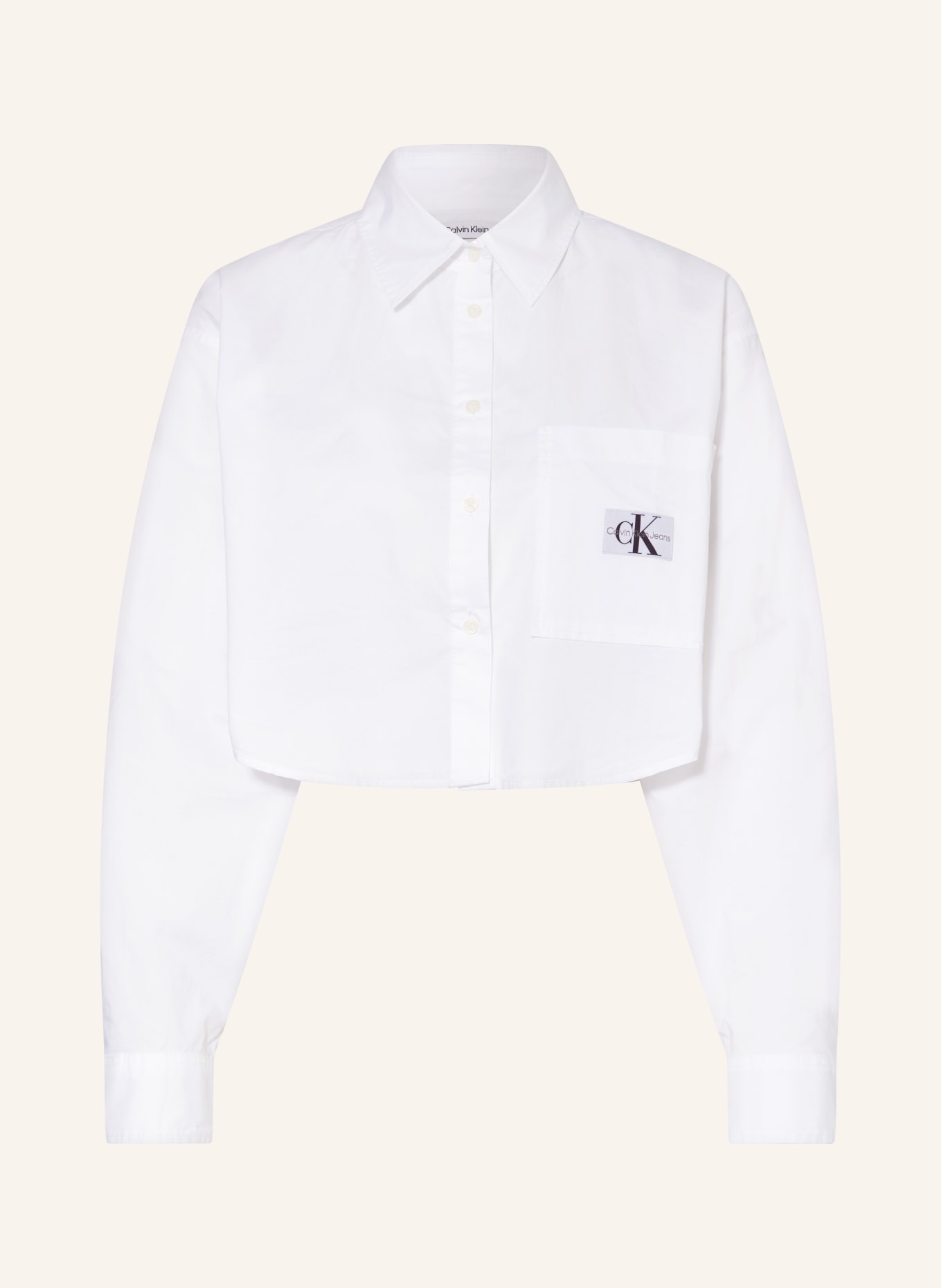 Calvin Klein Jeans Cropped košilová halenka, Barva: BÍLÁ (Obrázek 1)